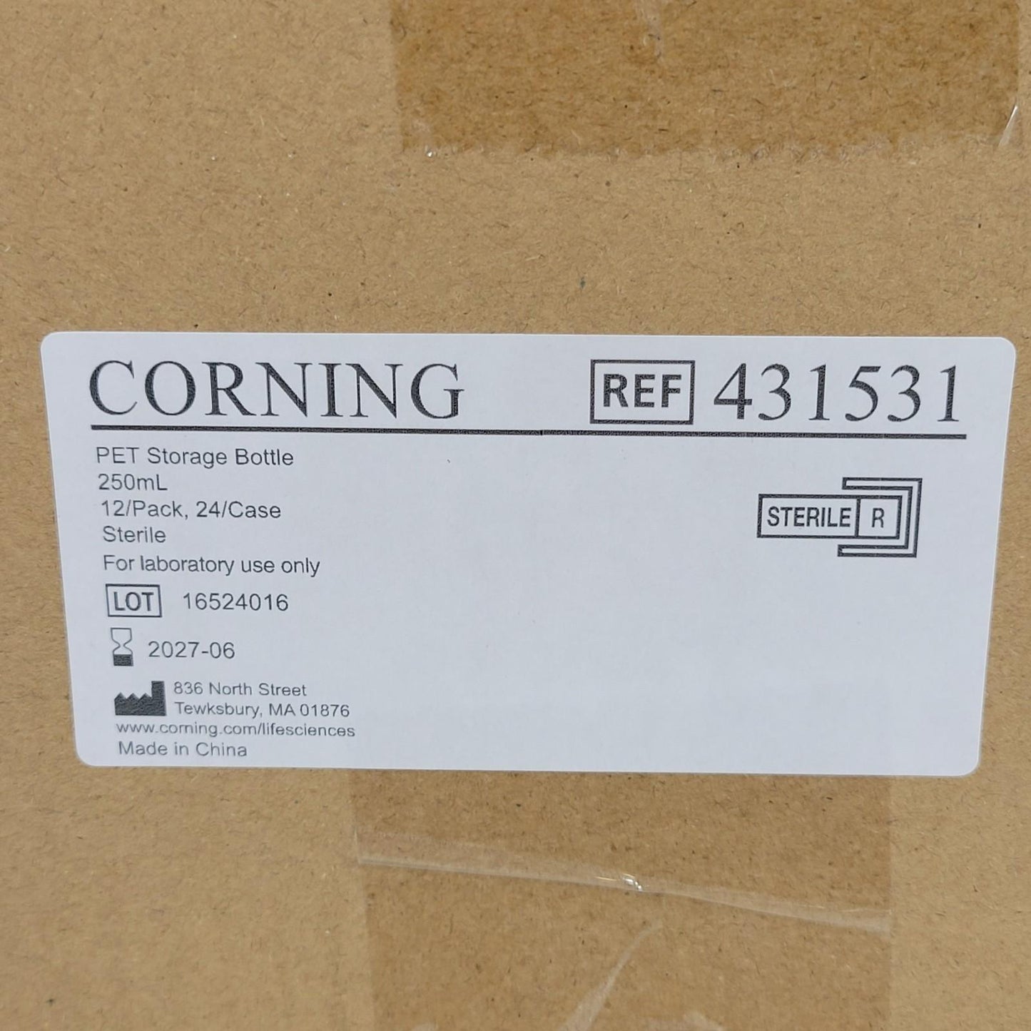 Corning 431531 PET Storage Bottle 250mL 45mm Screw Cap Graduated 12/Pack