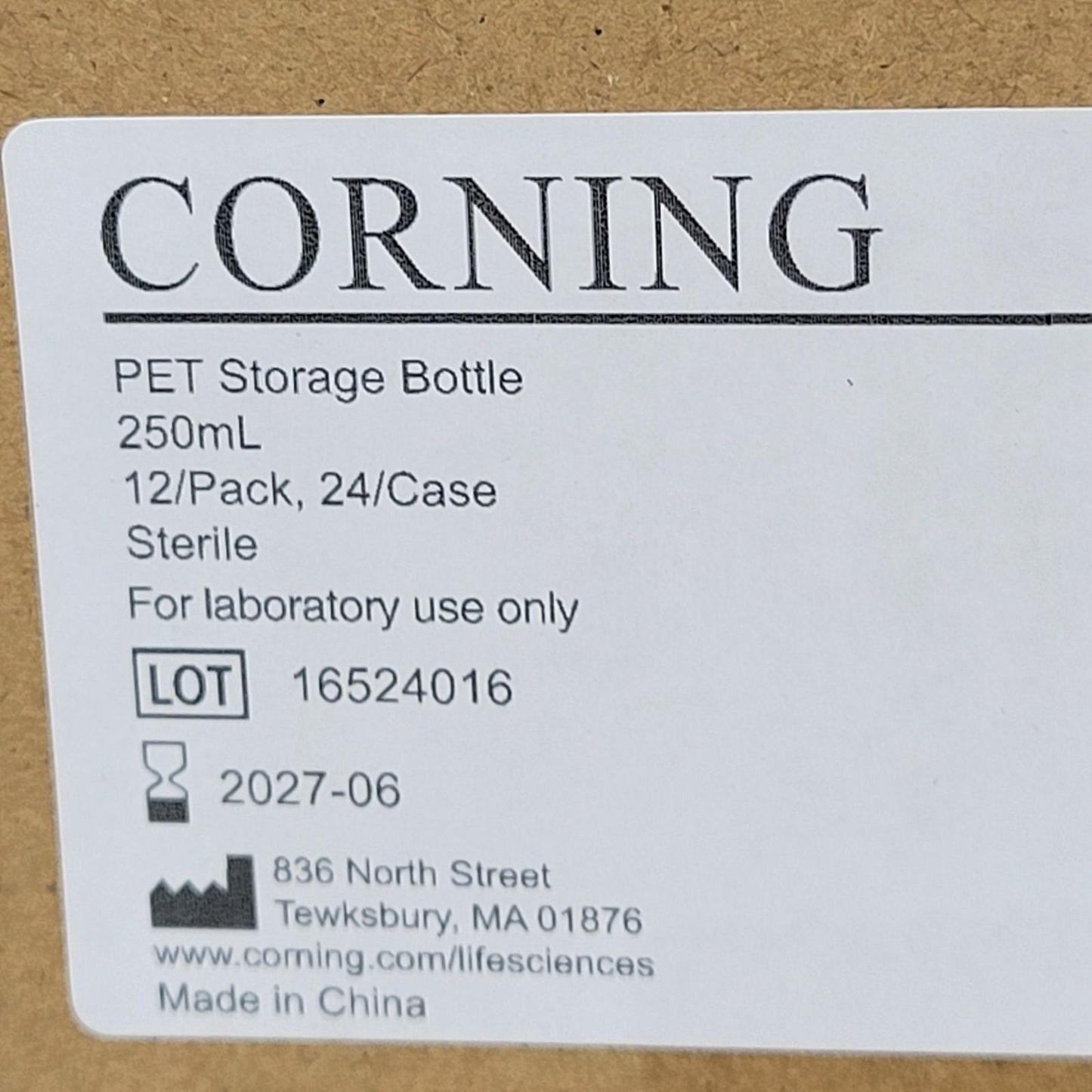 Corning 431531 PET Storage Bottle 250mL 45mm Screw Cap Graduated 12/Pack