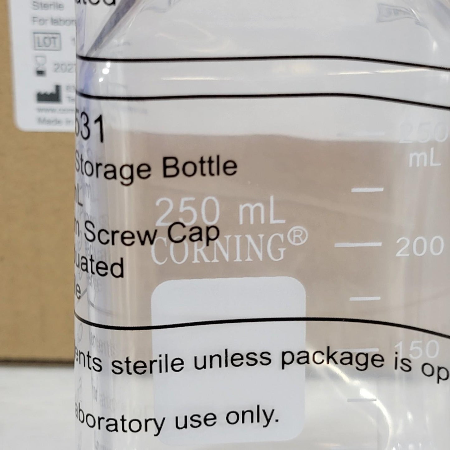 Corning 431531 PET Storage Bottle 250mL 45mm Screw Cap Graduated 12/Pack