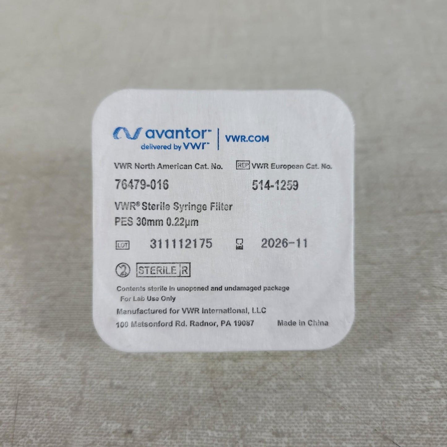 Avantor 76479-016 VWR Filter PES 30mm .22um Micron Lab Use Partial Box 31 Count