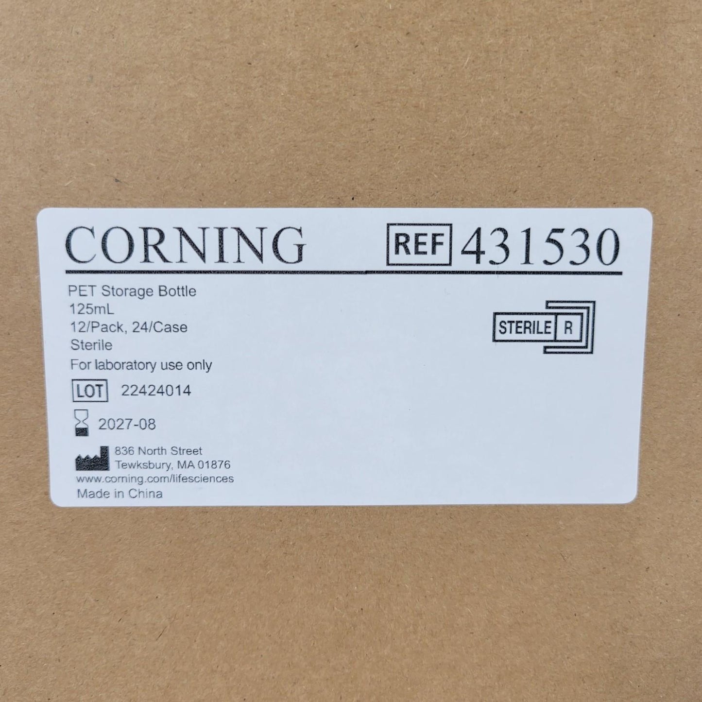 12/Pack Corning 431530 PET Storage Bottle 125mL 45mm Screw Cap Graduated