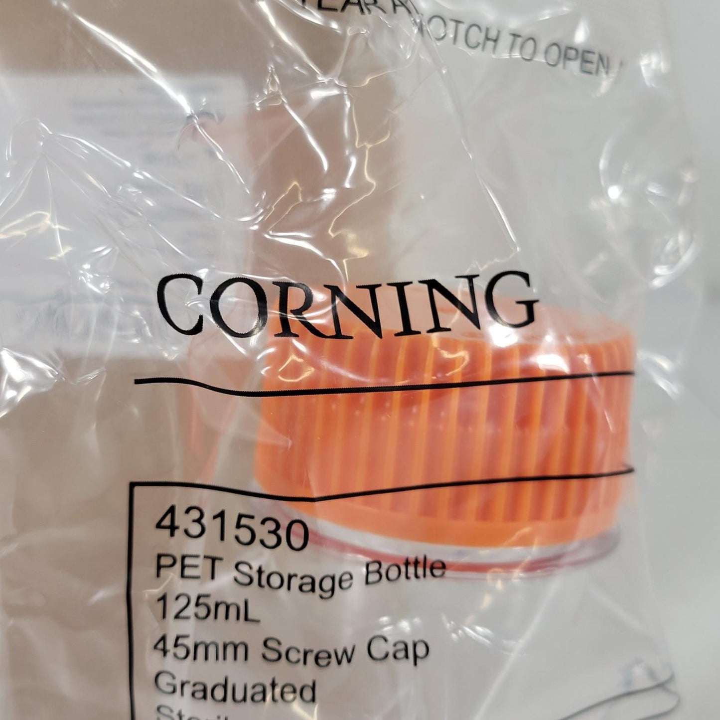 12/Pack Corning 431530 PET Storage Bottle 125mL 45mm Screw Cap Graduated