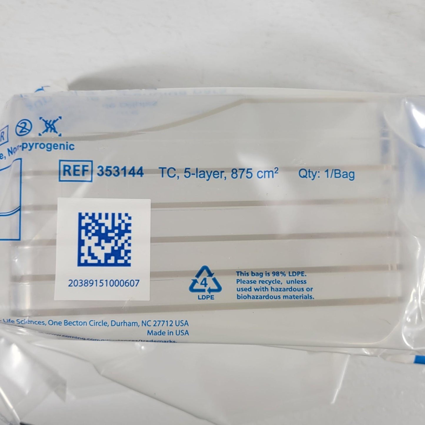 Corning Falcon 353144 875cm² Rectangular Cell Culture 5-Layer Multi-Flask 4/pk