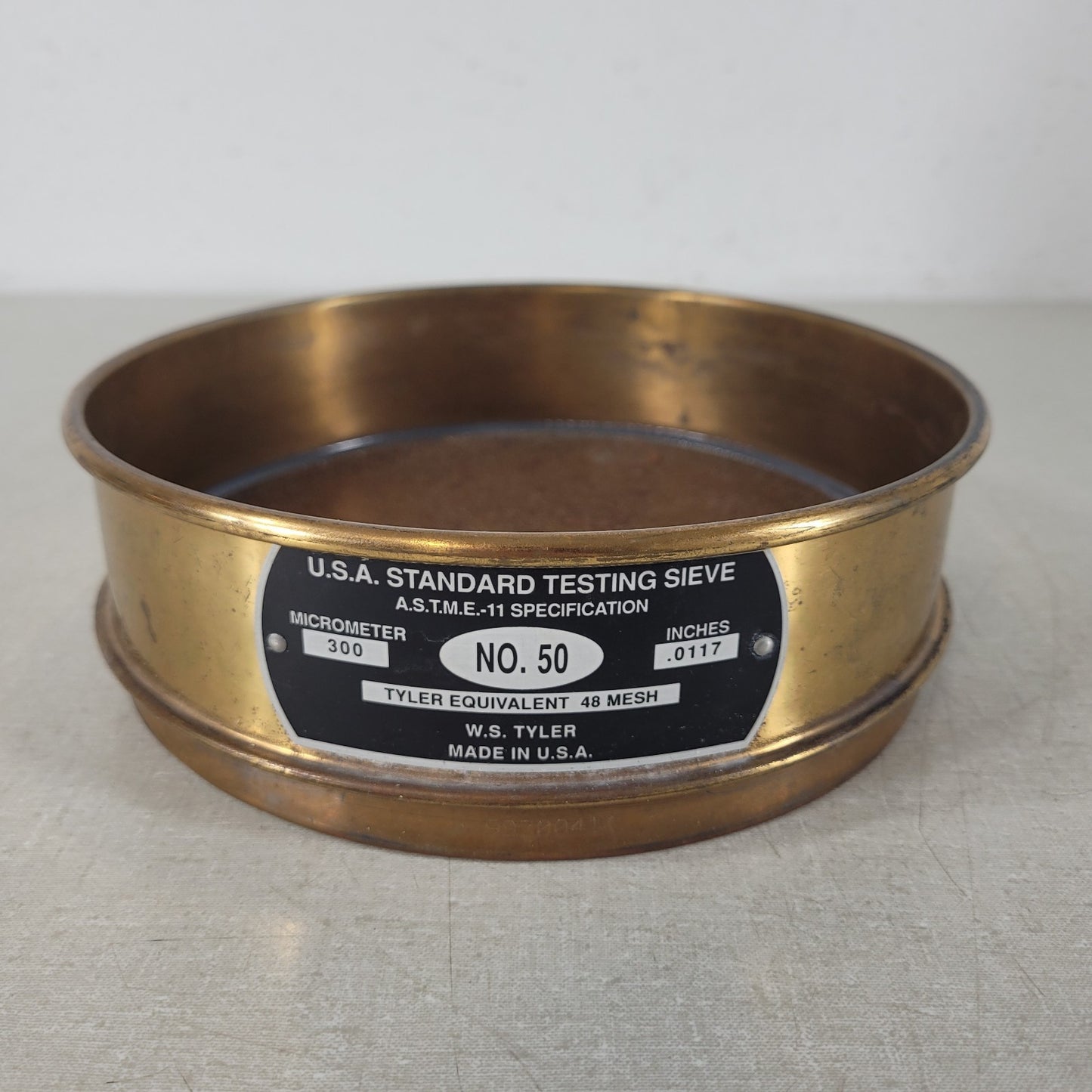 W.S. Tyler Standard Testing Sieve ASTME-11 8" Diameter NO. 50 300 Micrometer