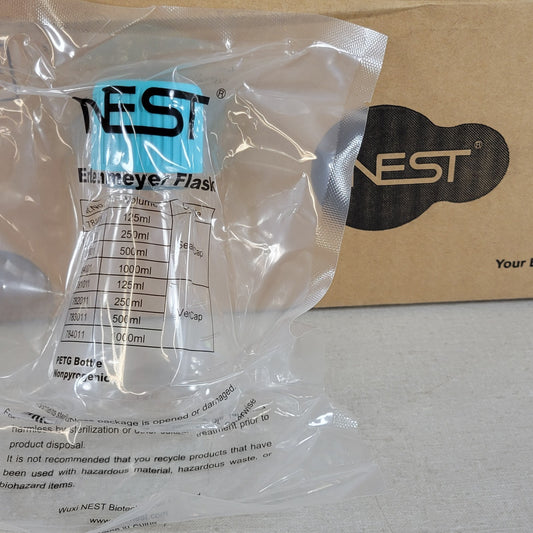 NEST 781001 Erlenmeyer Flask 125 mL PETG Vent Cap Flat Bottom, 16 ct