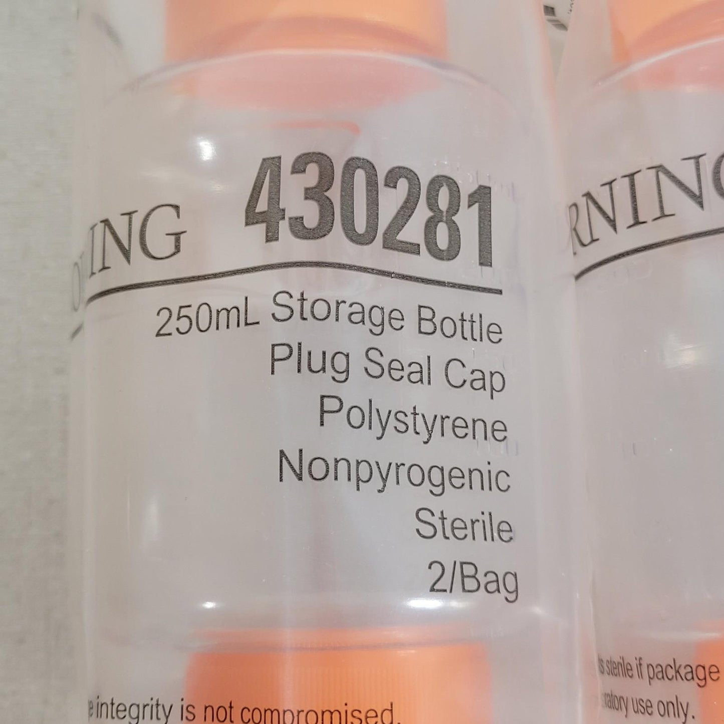 Lot Of 10 Corning 430281 250mL Storage Bottle Plug Seal Cap Polystyrene