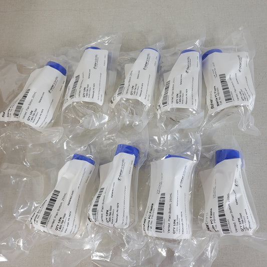 Lot of 9 Fisherbrand PBV250 PC Plain Bottom Vented Shaker Flasks 250mL