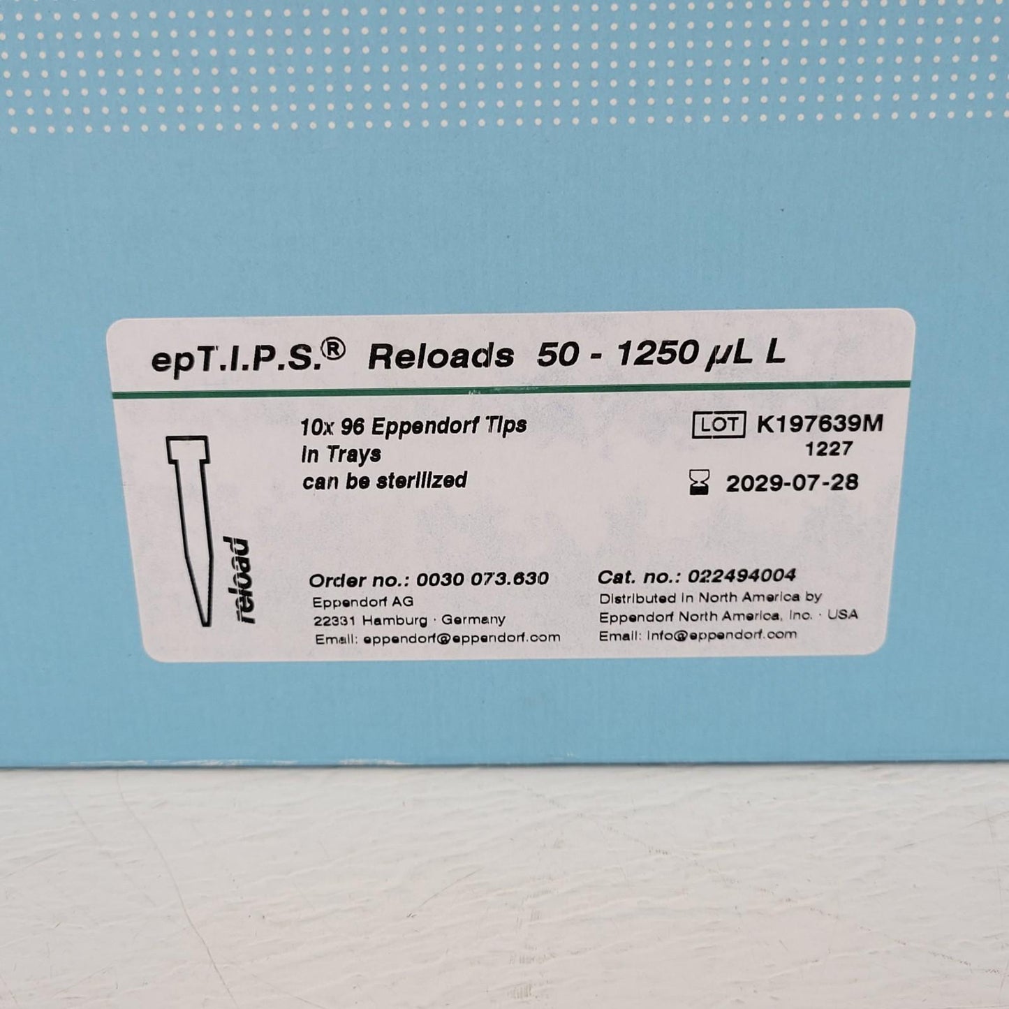 Eppendorf 022494004 epT.I.P.S. Reloads 50 - 1250 μL 10 X 96 Tips In Trays Pipet