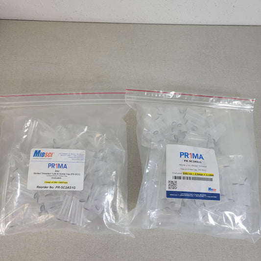 MIDSCI Pr1ma PR-SC2AS1G 2mL Skirted Threaded Tube & Screw Cap Graduated 500/cs