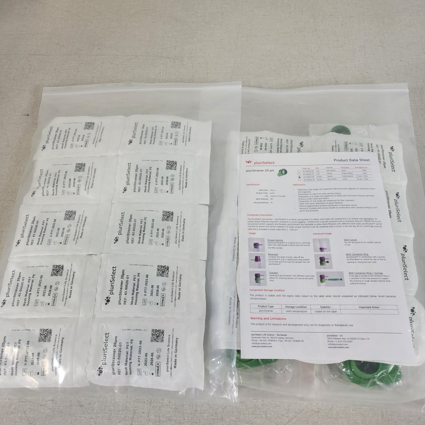 PluriSelect 43-50020-01 pluriStrainer 20 μm Cell Strainer 25Count Sieving Filter