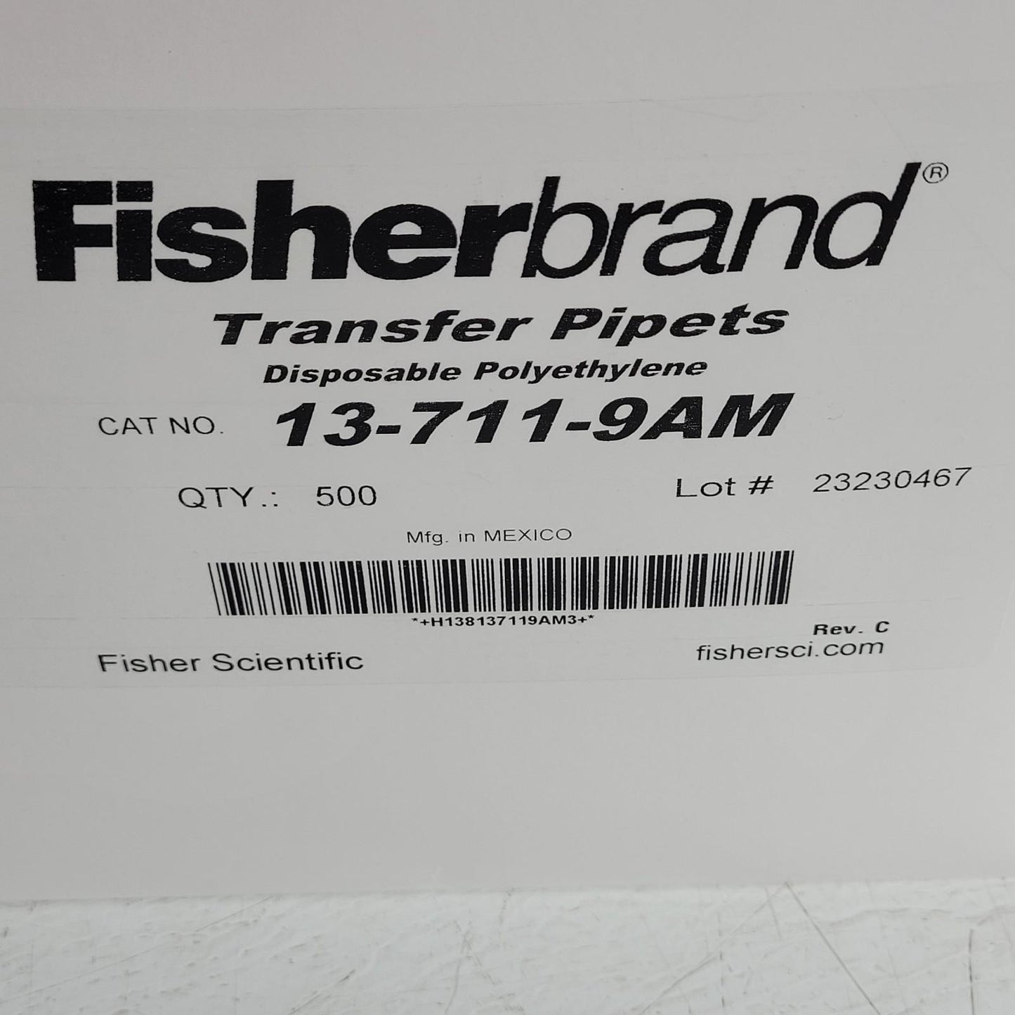 Fisherbrand 13-711-9AM Transfer Pipets Disposable Polyethylene 450 Ct