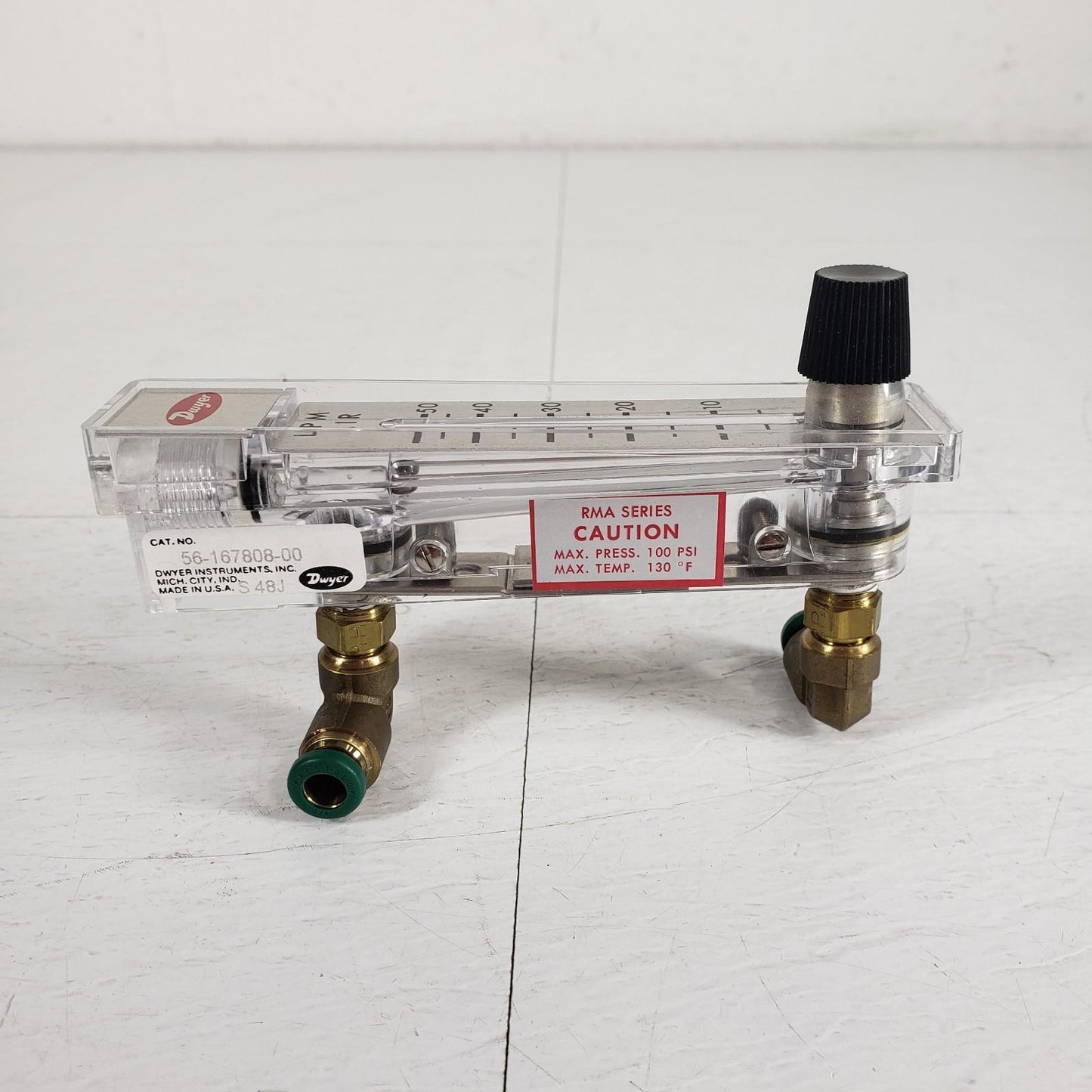 Dwyer Instruments 56-167808-00 50 LPM AIR Flow Meter Max Pres 100 PSI 130 Deg. F