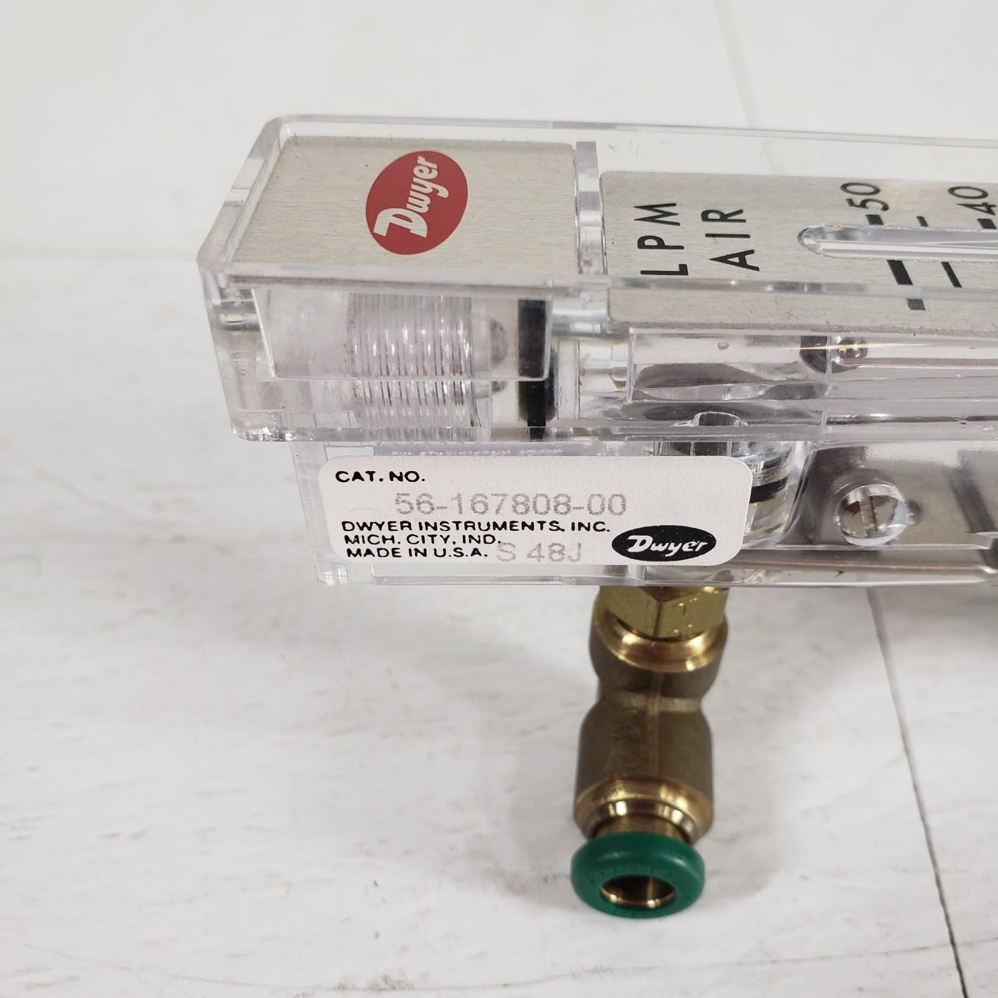 Dwyer Instruments 56-167808-00 50 LPM AIR Flow Meter Max Pres 100 PSI 130 Deg. F