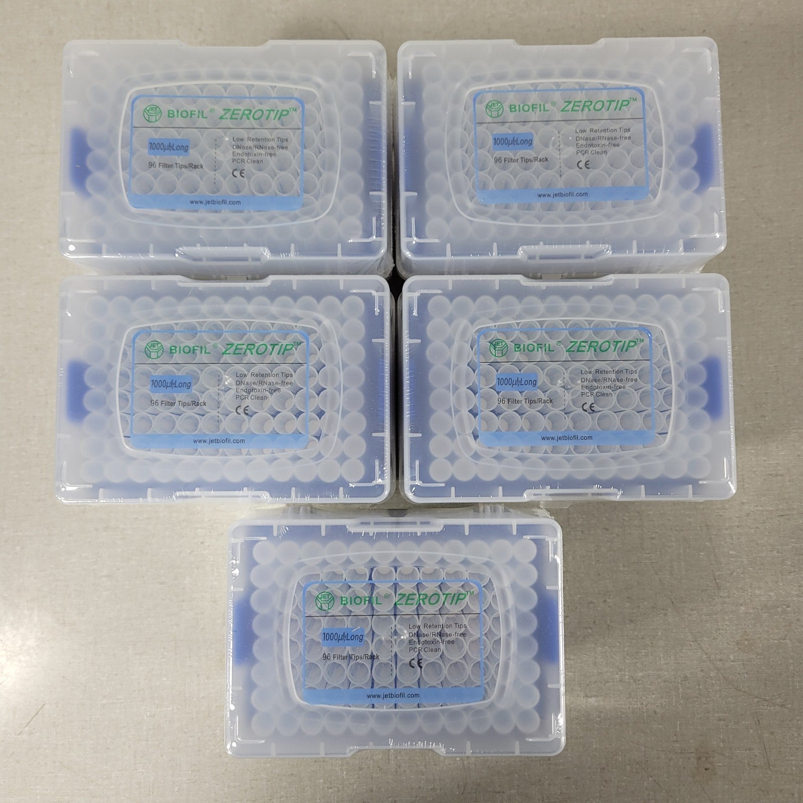 Biofil Zerotip PMT371000 1000uL Long 96 Filter Tips/Rack 5 Racks PCR C ...