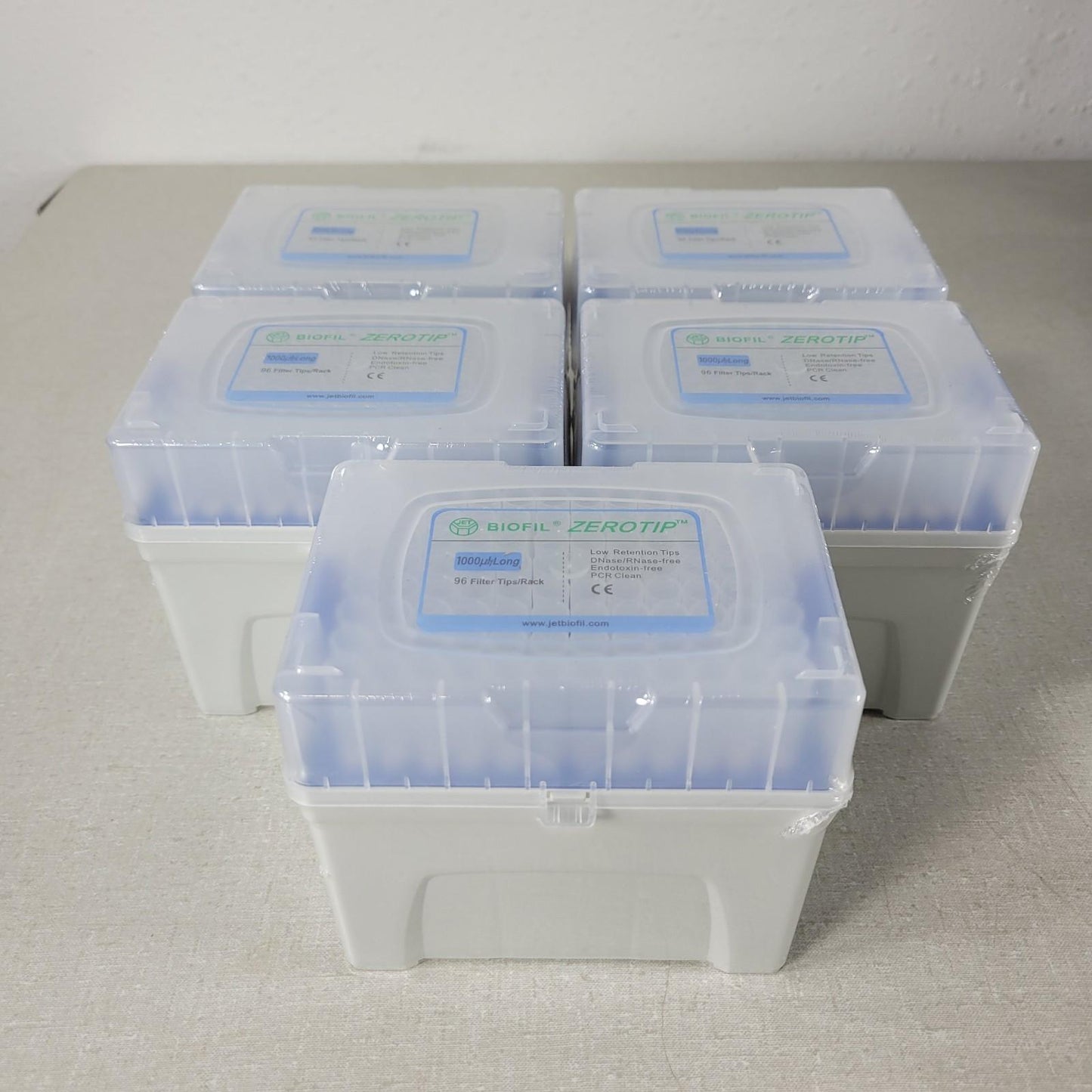 Biofil Zerotip PMT371000 1000uL Long 96 Filter Tips/Rack 5 Racks PCR Clean