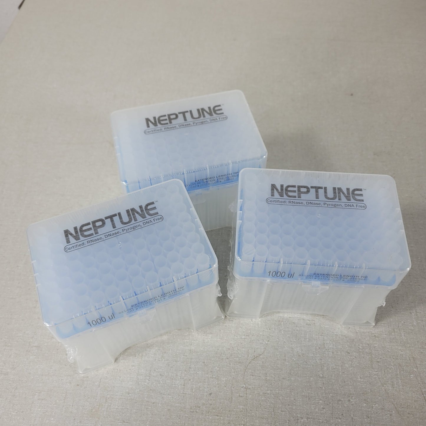 3x Racks 96 Tips Neptune 2372.S 1000uL S3 Low Retention Clean Tips Ext Length