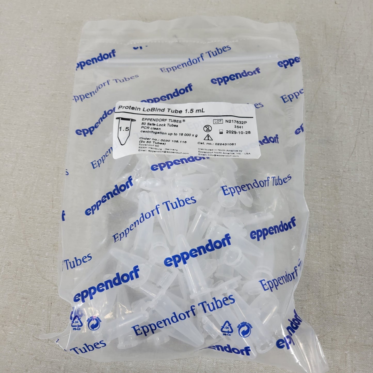 Eppendorf 022431081 Protein LoBind Centrifuge Processing Tube 1.5 mL 50 pcs