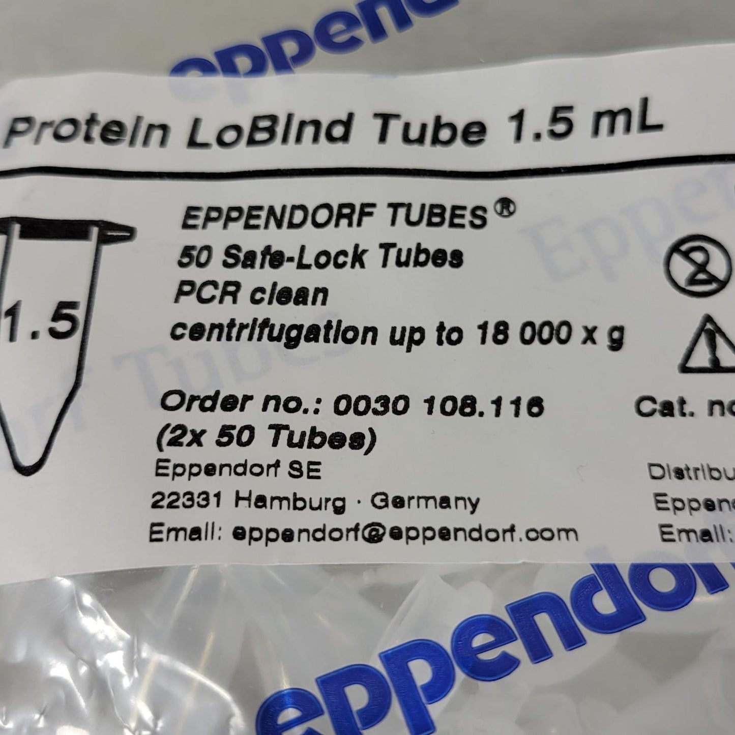 Eppendorf 022431081 Protein LoBind Centrifuge Processing Tube 1.5 mL 50 pcs