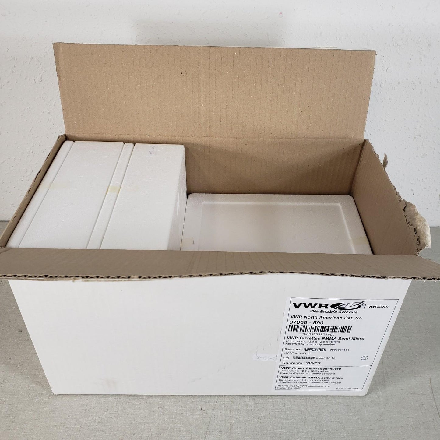 VWR 97000-590 Cuvettes PMMA Semi-Micro 12.5x12.5x45mm Spectrophotometry 330 pcs