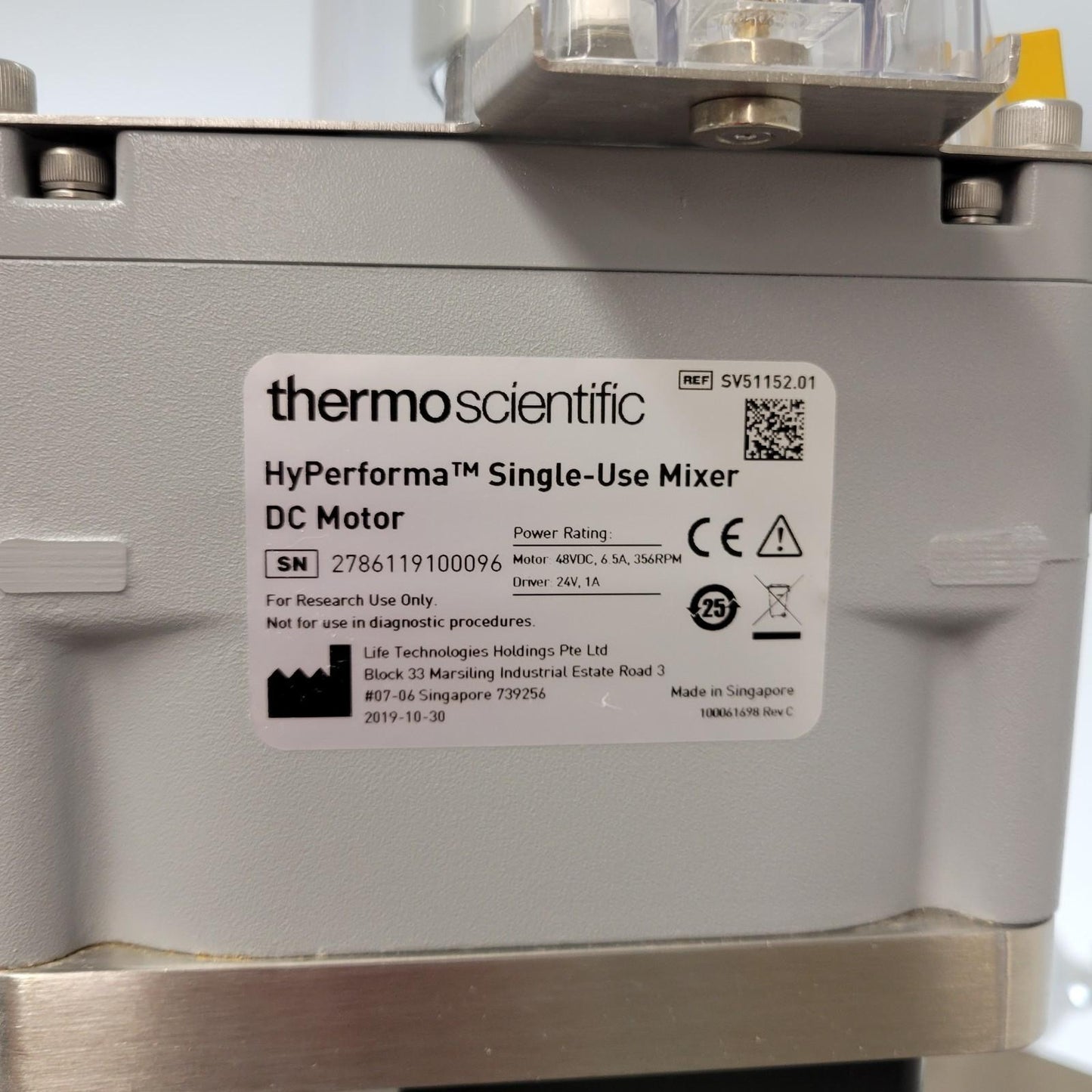 2020 Thermo HyPerforma 1000L Single-Use Mixer SUM1000.5082 Non-Jacketed