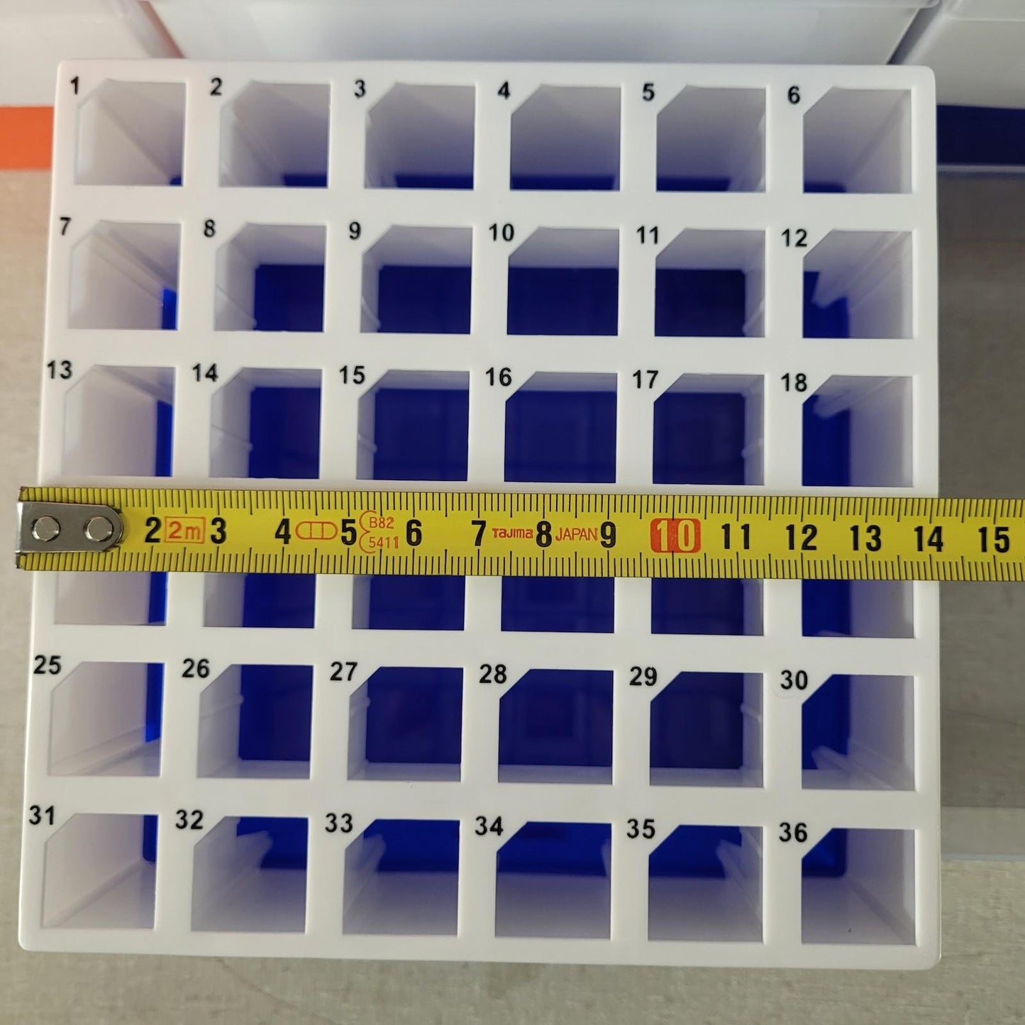 Lot of 12 36-Place 15mL Cole-Parmer Polypropylene Freezer Box  3 Orange 9 Blue