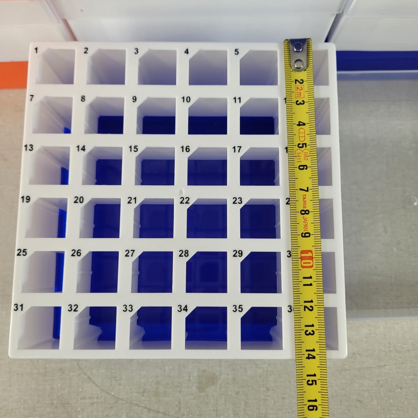 Lot of 12 36-Place 15mL Cole-Parmer Polypropylene Freezer Box  3 Orange 9 Blue