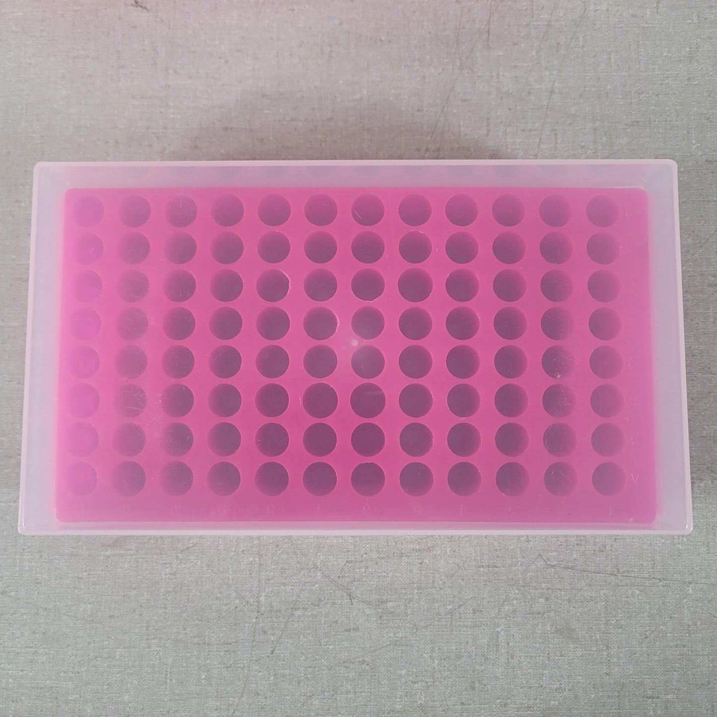 Lot Of 6 96-Well Tube PCR Microtube Storage Preparation Rack Pink Cover
