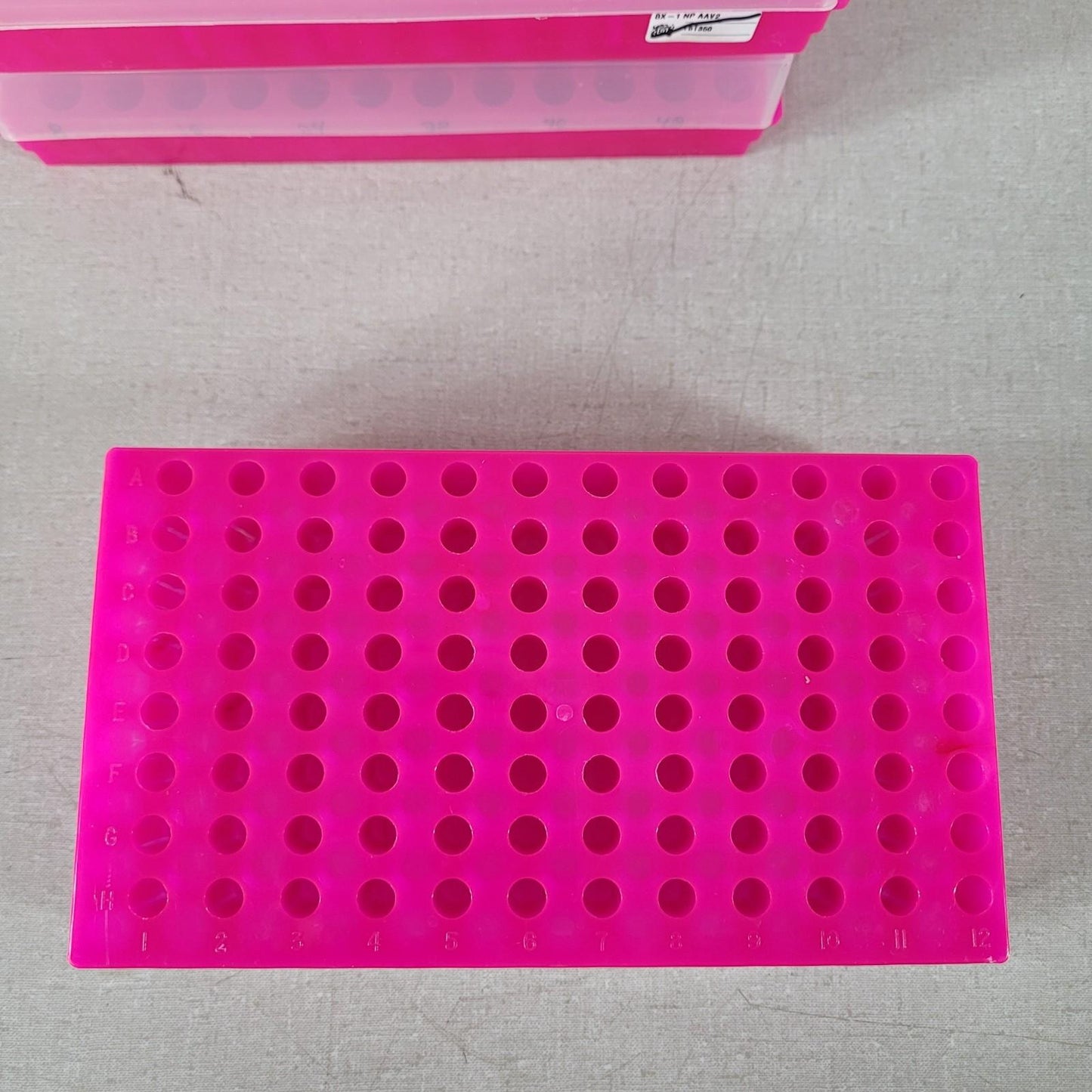 Lot Of 6 96-Well Tube PCR Microtube Storage Preparation Rack Pink Cover