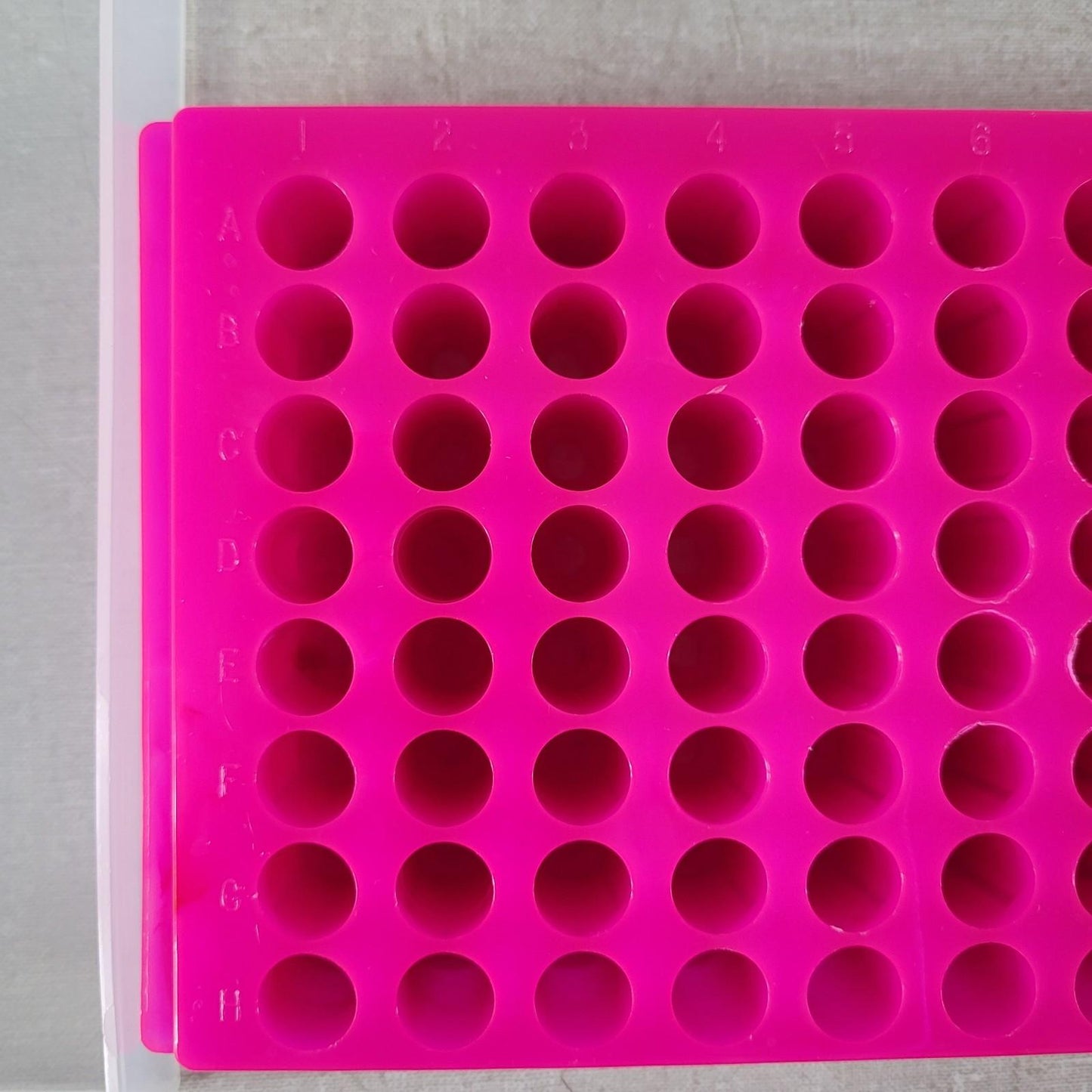 Lot Of 6 96-Well Tube PCR Microtube Storage Preparation Rack Pink Cover