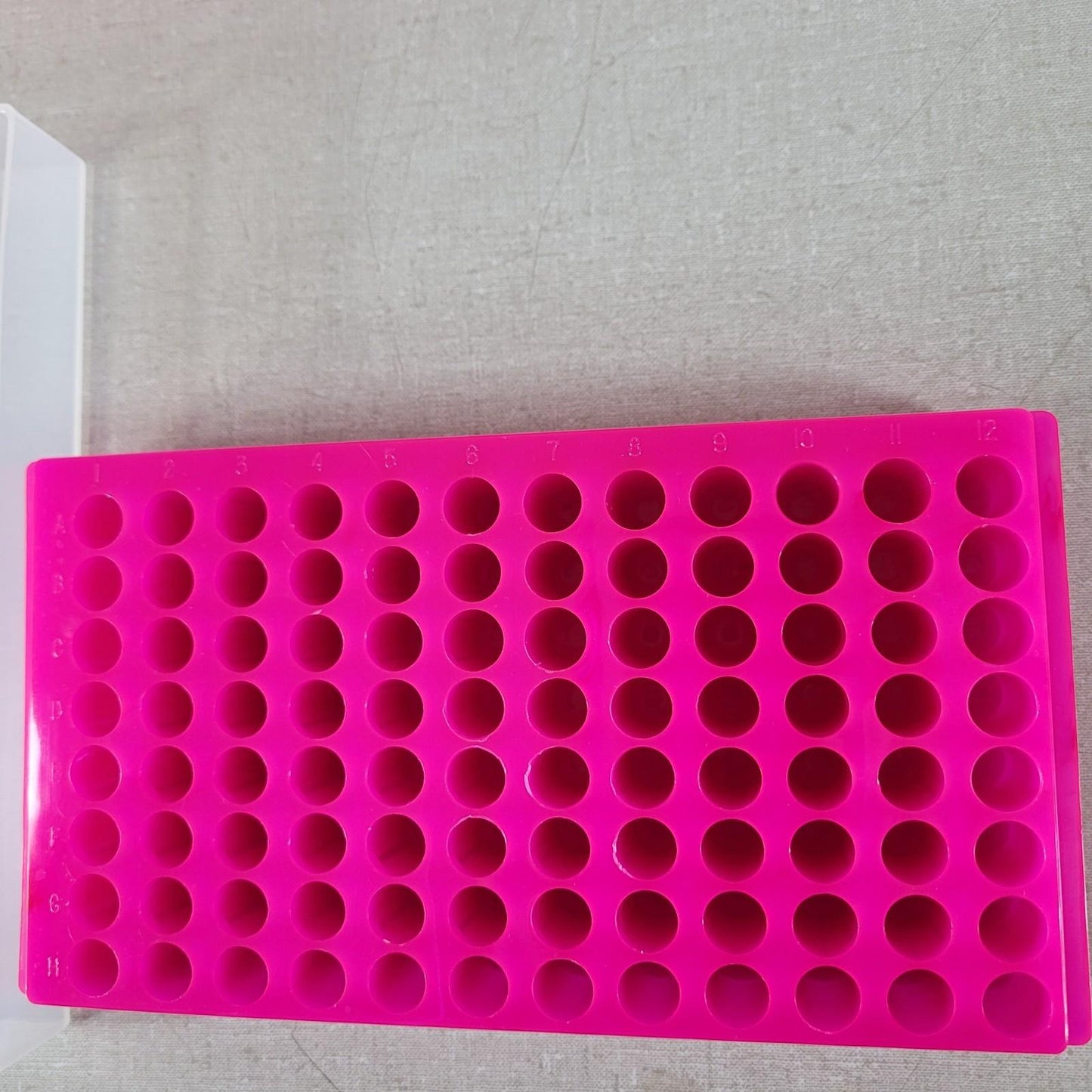 Lot Of 6 96-Well Tube PCR Microtube Storage Preparation Rack Pink Cover