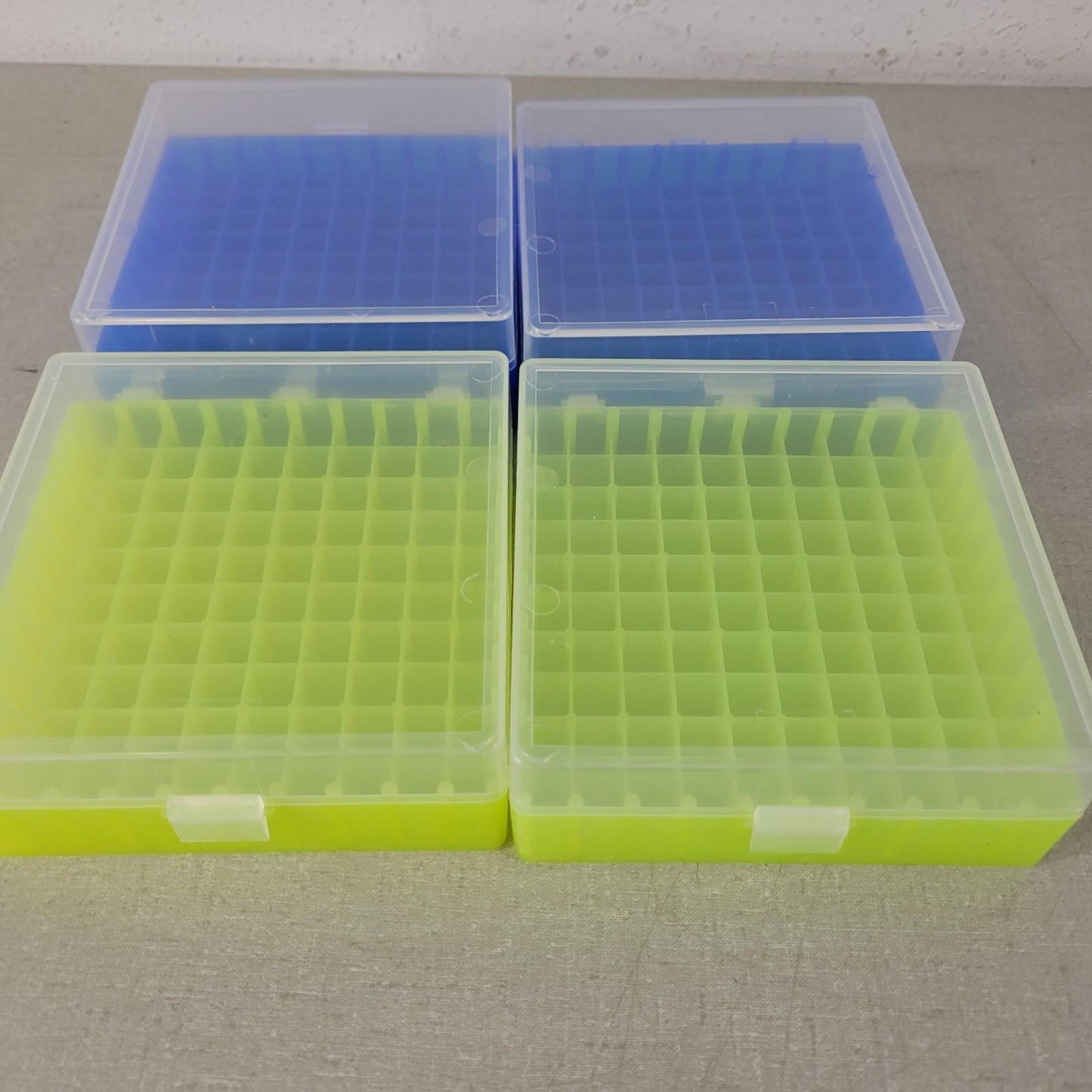 Lot Of 6 100-Well Square Test Tube Rack 10 mm Yellow Green Blue Cover