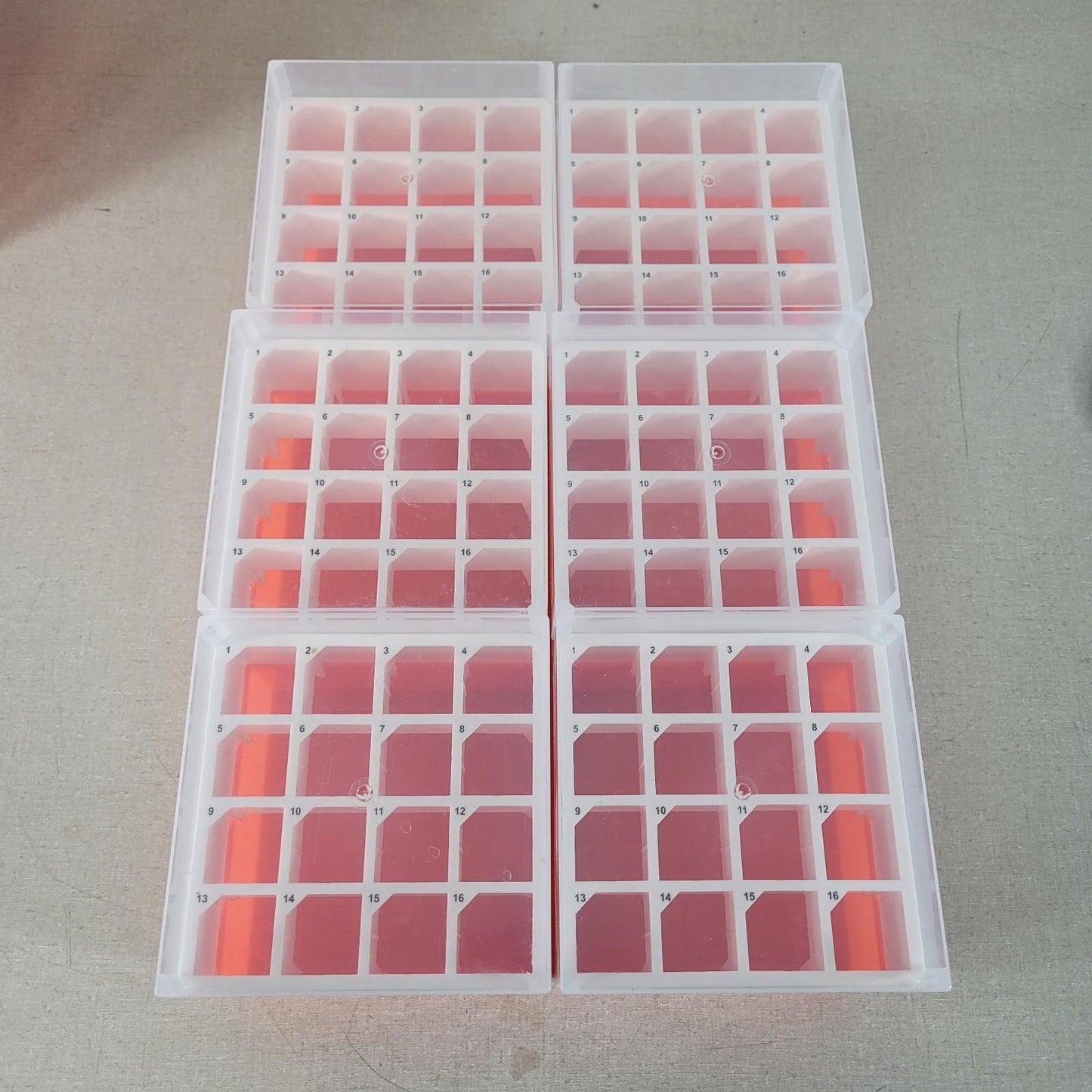 Lot Of 6 Cole-Parmer Polypropylene Freezer Box 16 x 50mL Orange Centrifuge Tubes
