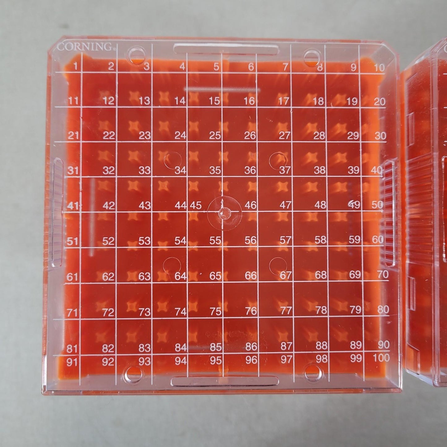 Lot Of 10x Corning 431121 Cryogenic Vial Storage Box Orange Polycarbonate