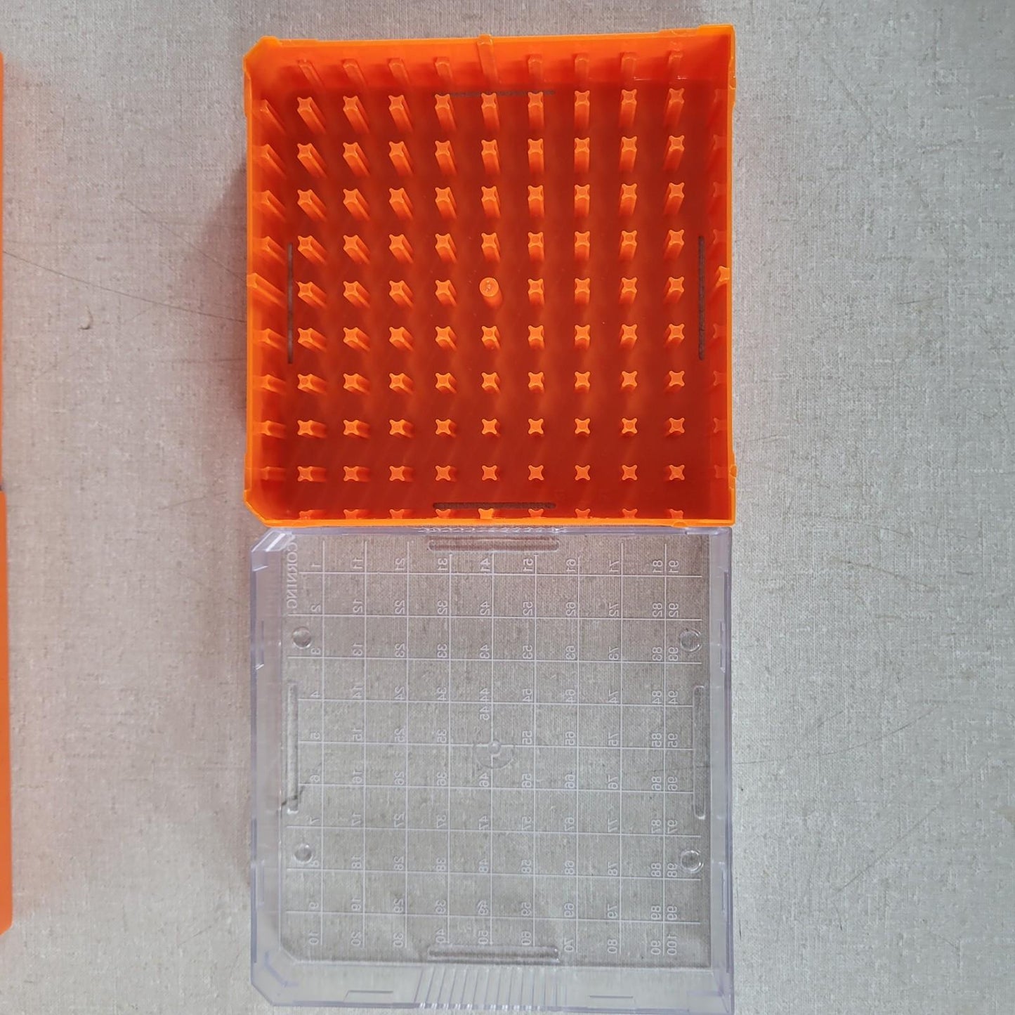 Lot Of 10x Corning 431121 Cryogenic Vial Storage Box Orange Polycarbonate