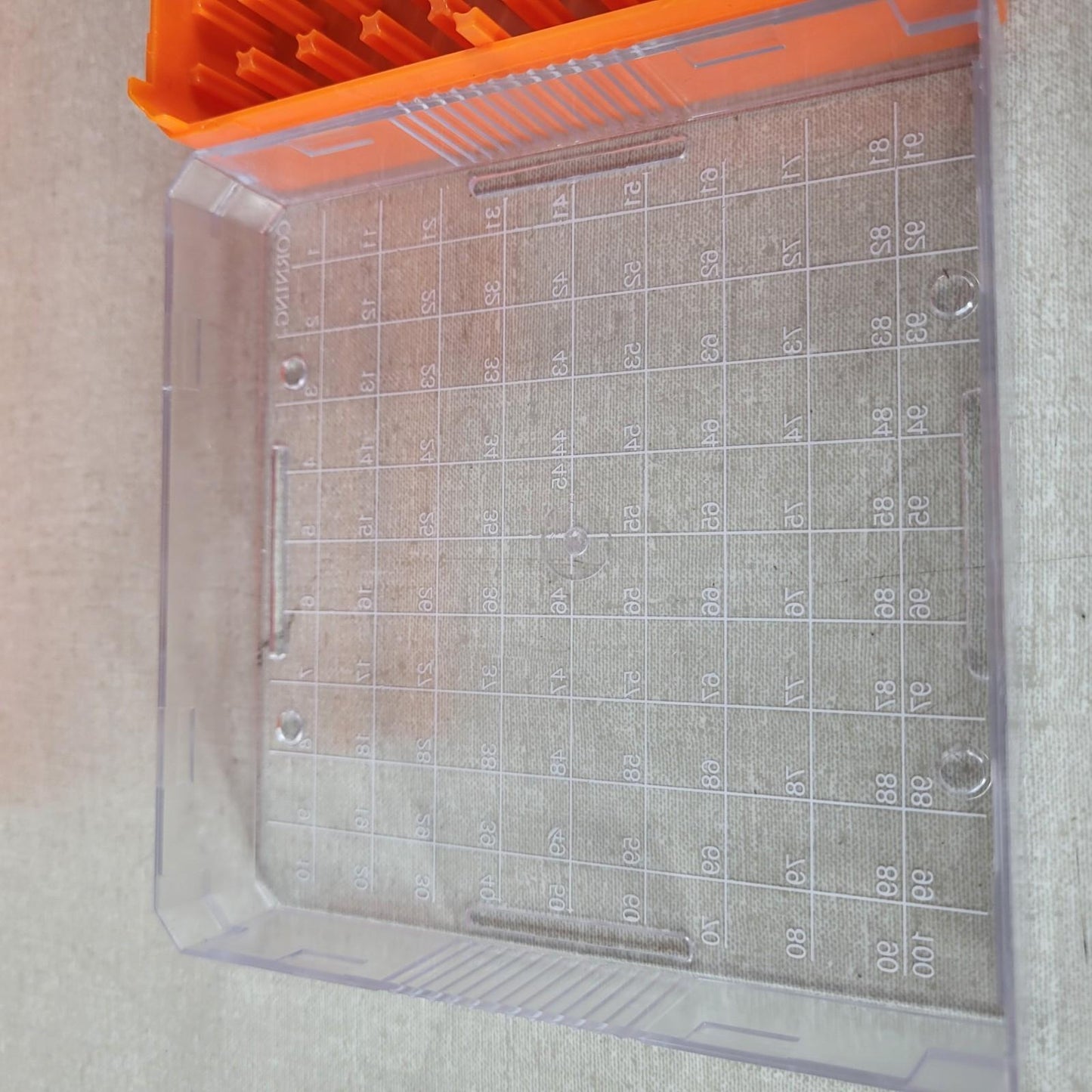 Lot Of 10x Corning 431121 Cryogenic Vial Storage Box Orange Polycarbonate