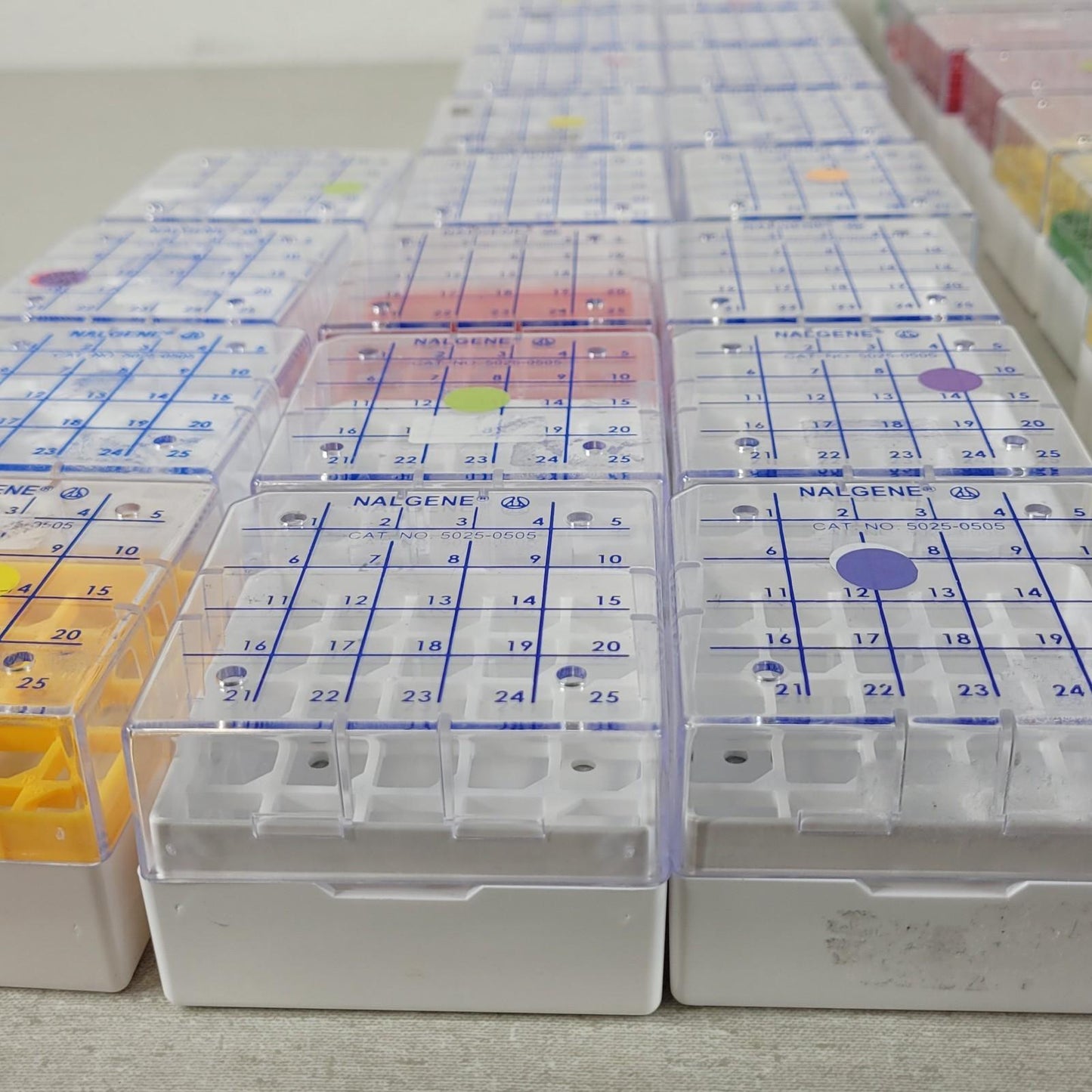 Lot Of 95 Nalgene VWR 5025-0505 CryoBoxes Polycarbonate 25-Place Cryogenic Vials
