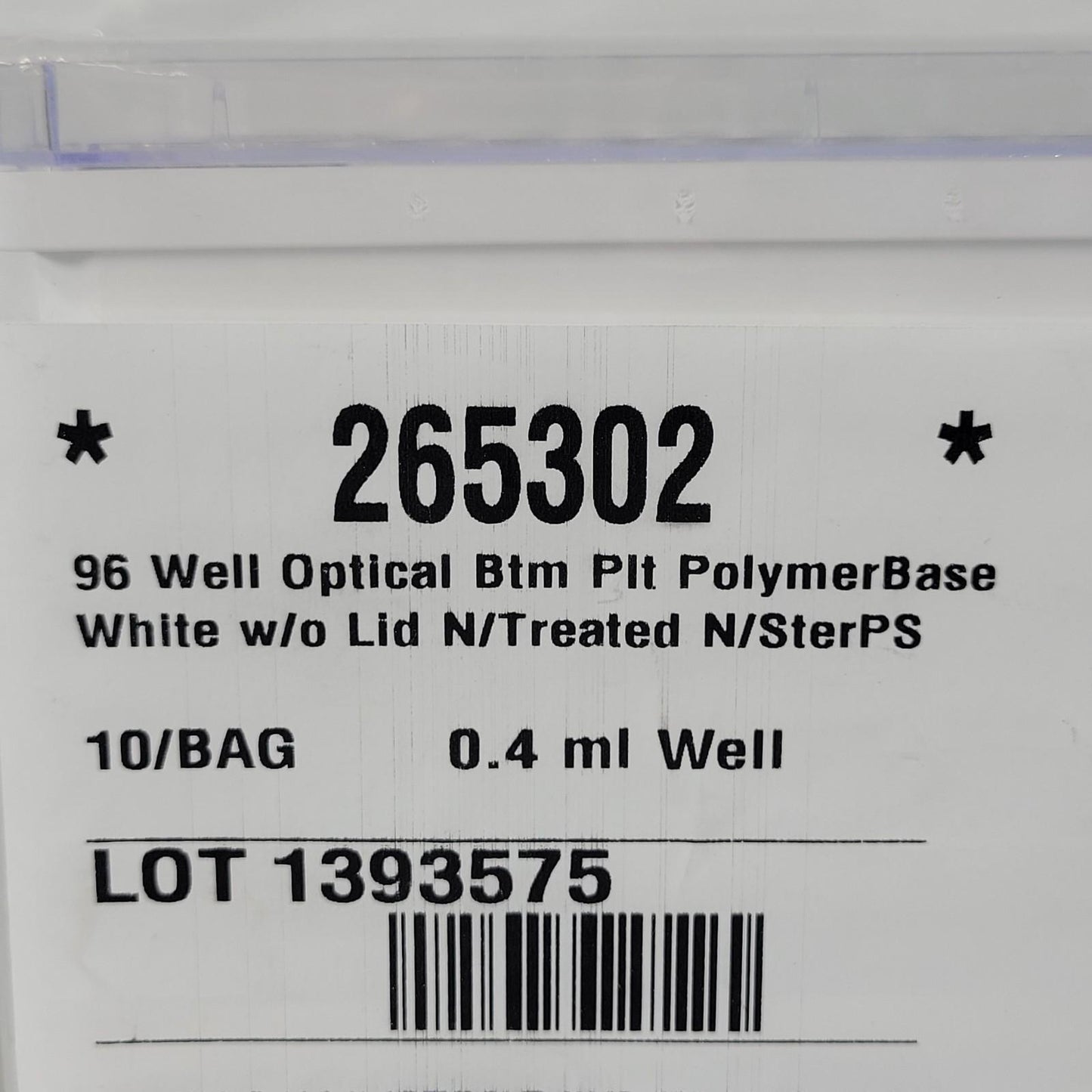 Thermo 265302 96 Well 0.4 ml Well Optical Bottom Plate PolymerBase White 10-Pack