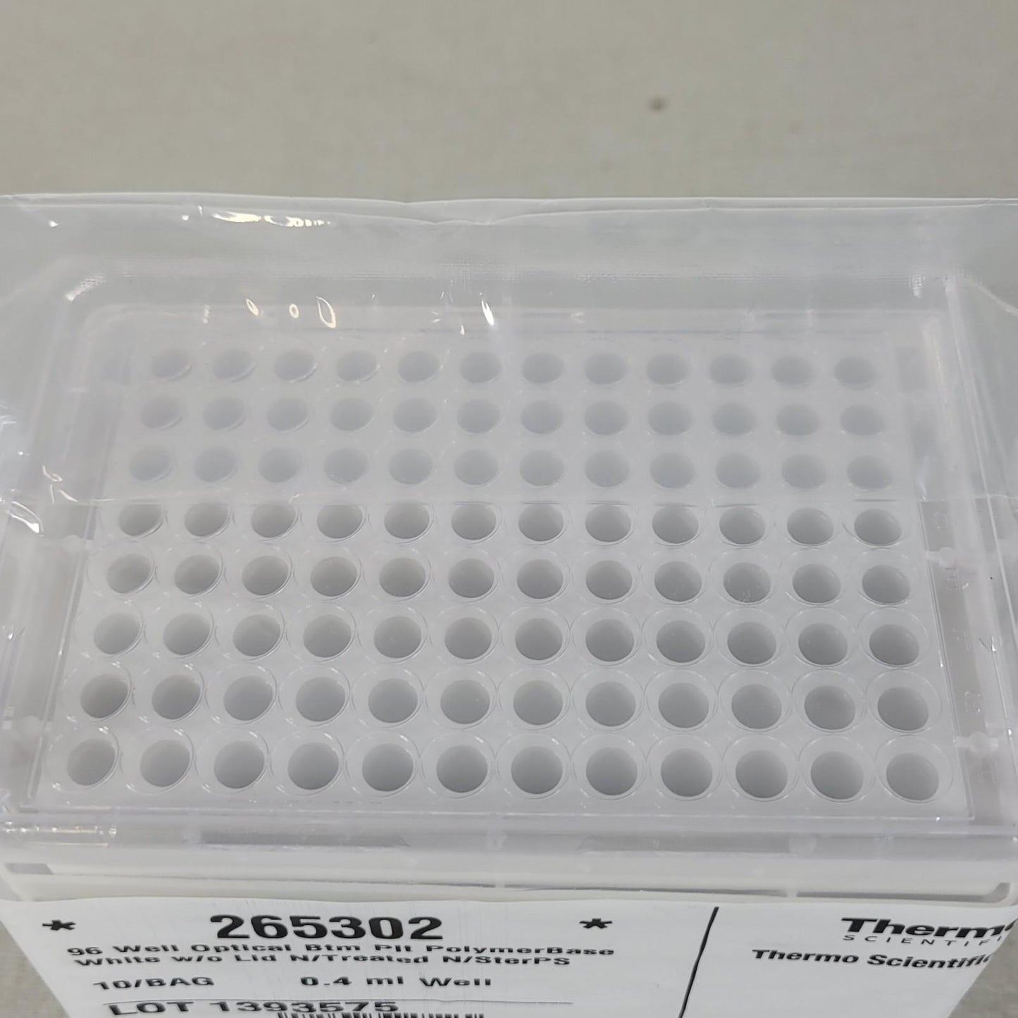 Thermo 265302 96 Well 0.4 ml Well Optical Bottom Plate PolymerBase White 10-Pack