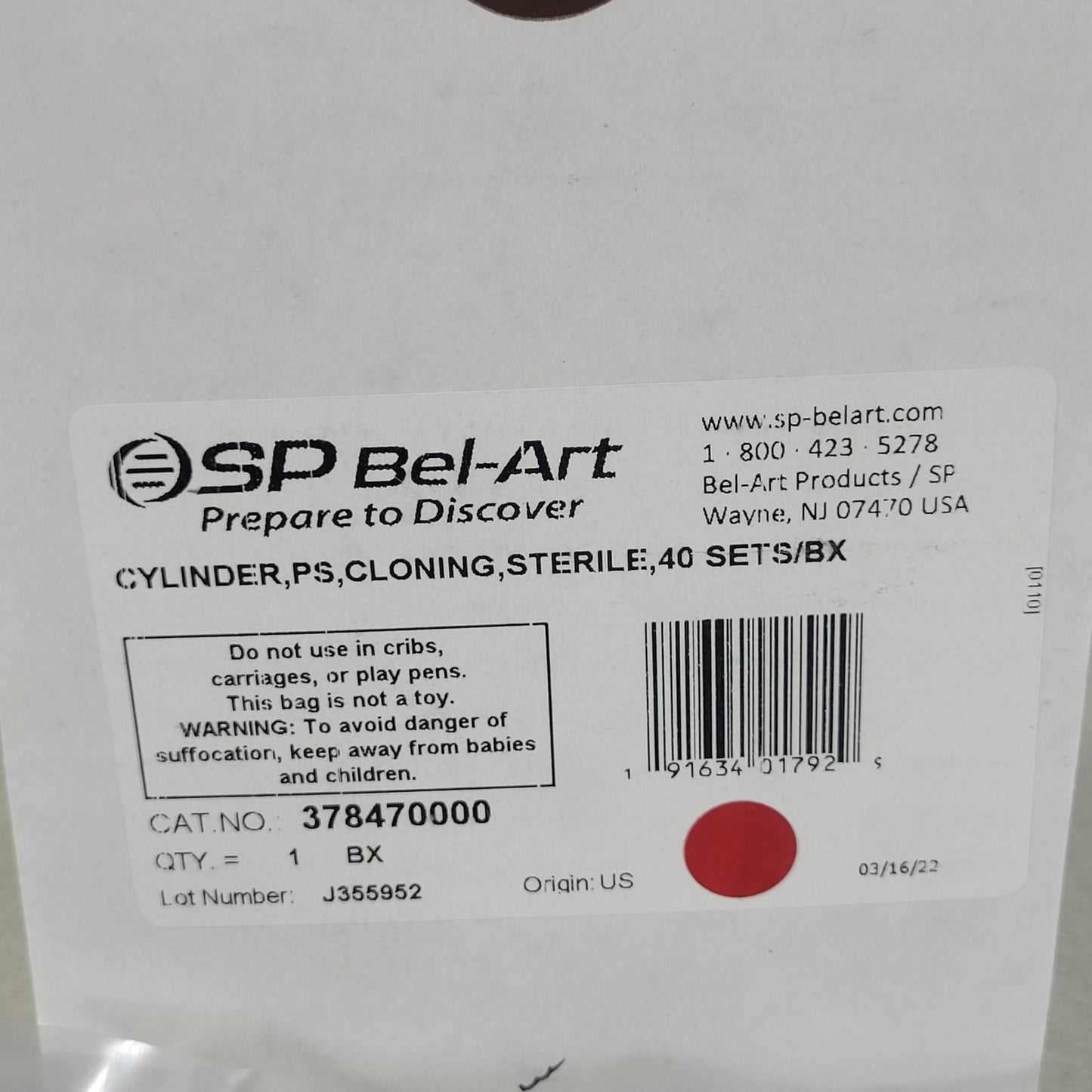 Sp Bel-Art 378470000 Cloning Cylinders Plastic Isolation Propagation 60 Total