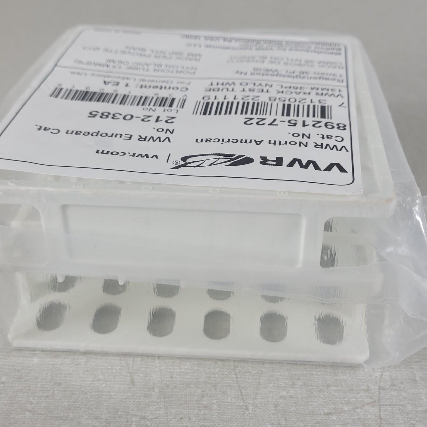 VWR 89215-722 Rack Test Tube 13mm Tubes 36 Place Well White Nylon