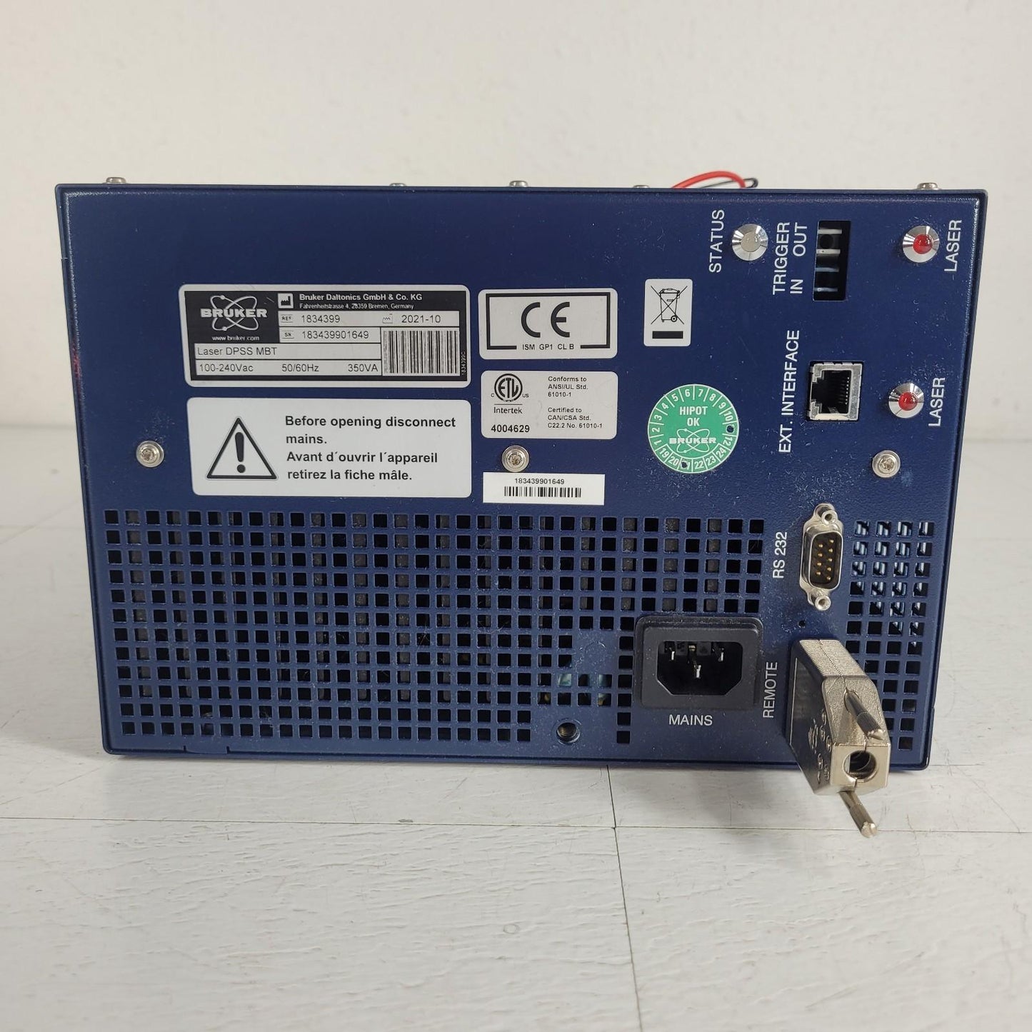Bruker Smartbeam Laser DPSS MBT 100-240V  1.5W 355-1064nm 1834399 MALDI Biotyper