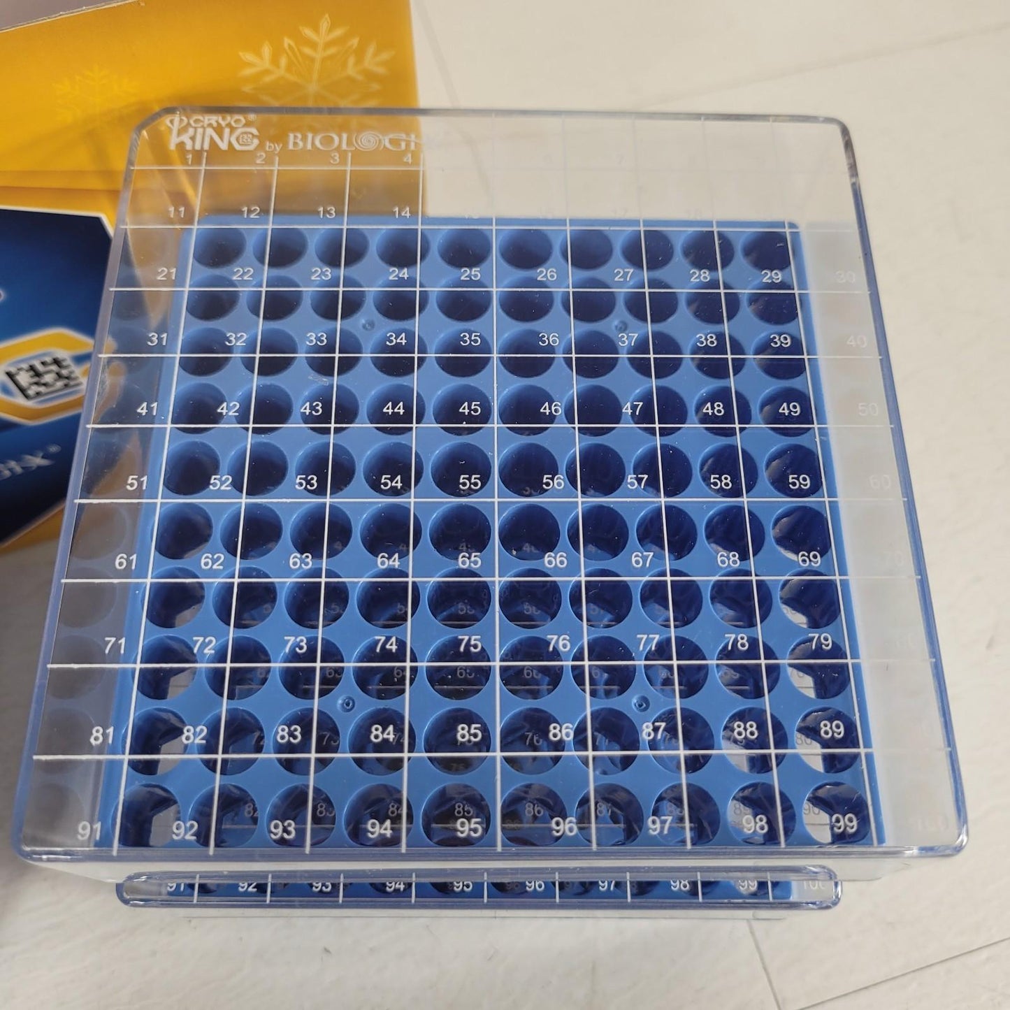 Biologix 98-0213 CryoKING Cryogenic Storage Box Polycarbonate 2 Inch 10x10 Blue