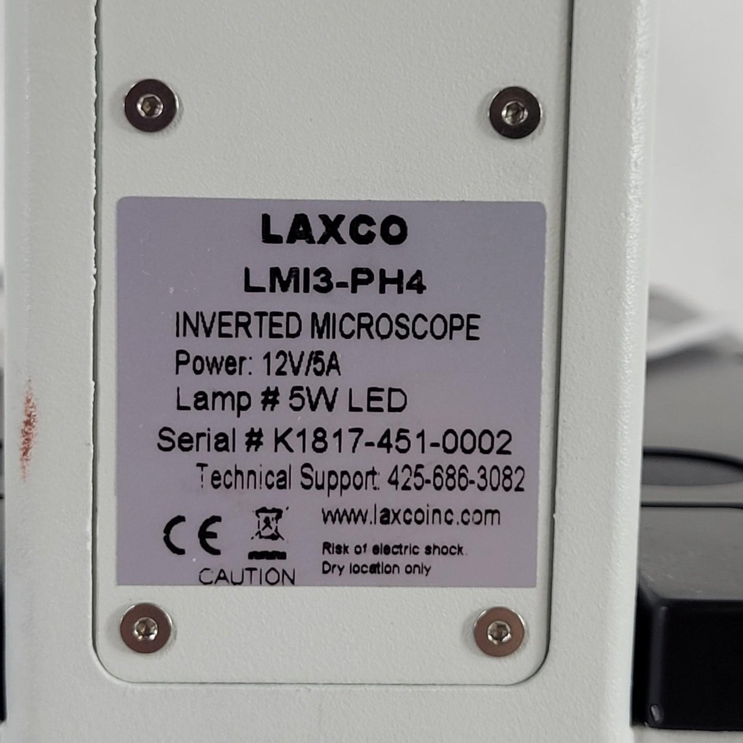 Laxco LMI3-PH4 Inverted Phase Contrast Microscope 3 Objectives PL10X/22 LMI-3000