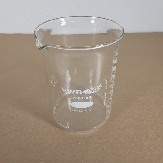 VWR 89000-216 Griffin Low Form Beaker 2000ml Borosilicate Glass Beaded Top