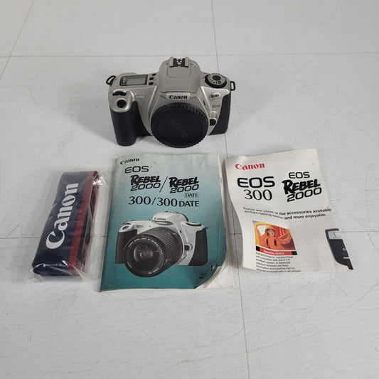 Canon EOS Rebel 2000 35mm Film SLR Camera w/ Manual and Sling Strap
