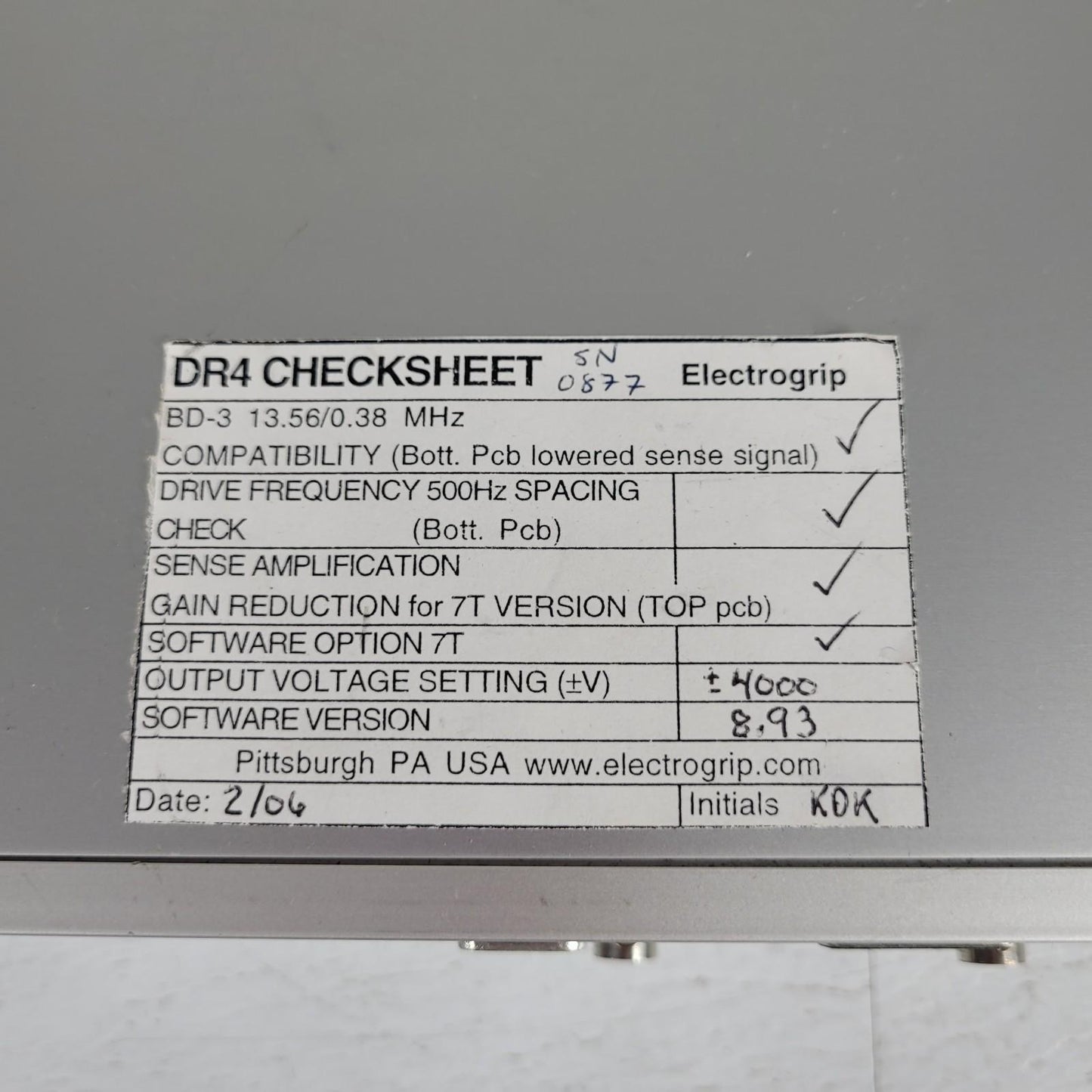Electrogrip DR4 Driver Electrostatic Chuck Power Supply w/ Wafer Sense Outputs