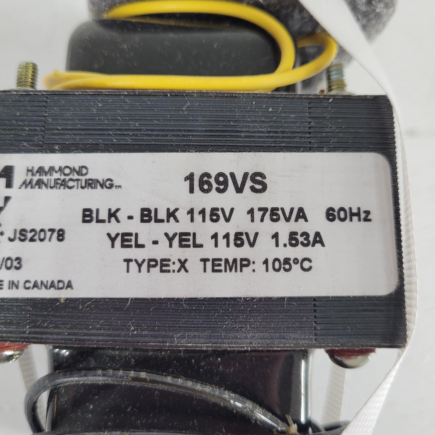 Hammond Manufacturing 169VS Isolation Transformer Hard-Wired 115V 175VA 60Hz