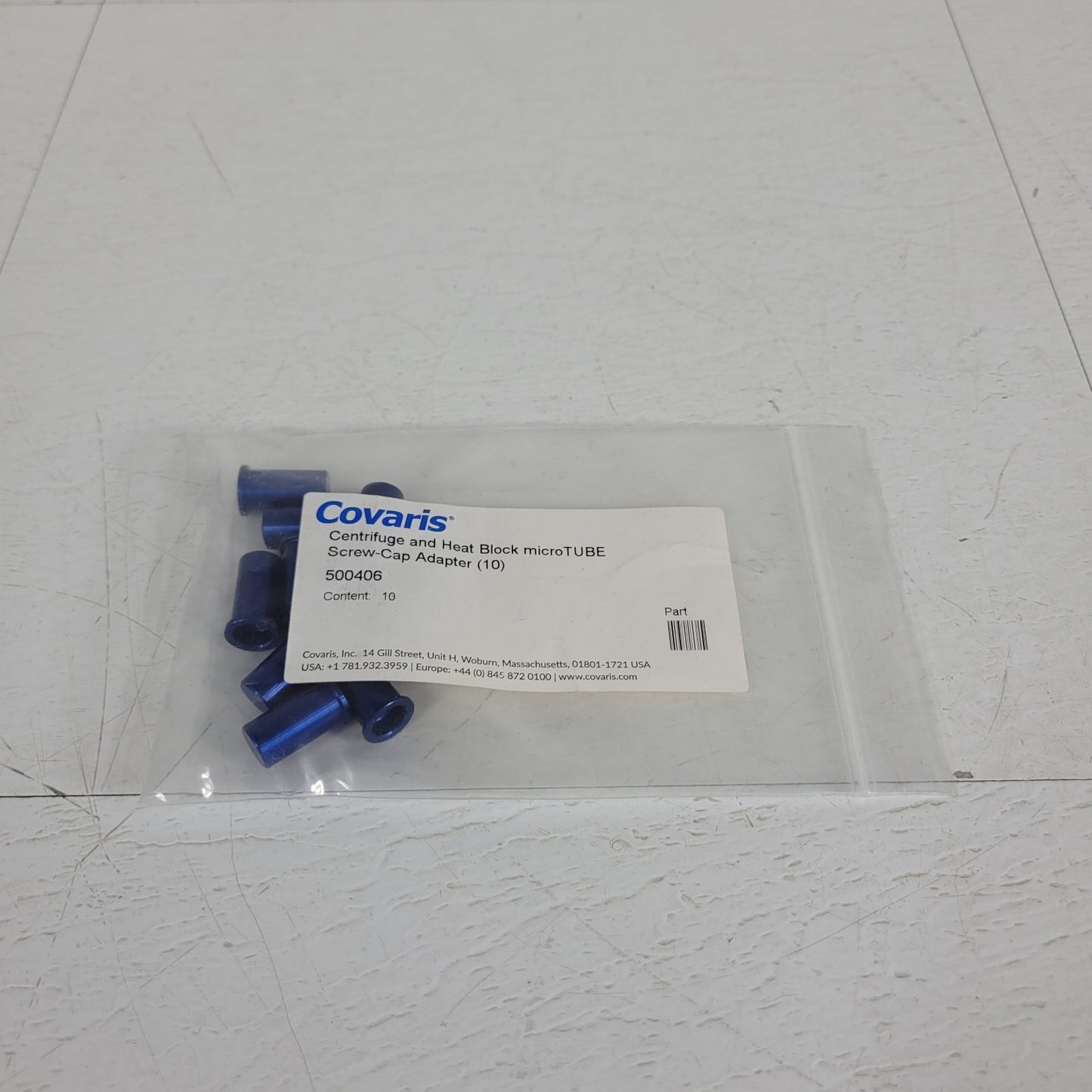 *Lot of 10* Covaris 500406 Centrifuge and Heat Block microTUBE Screw-Cap Adapter