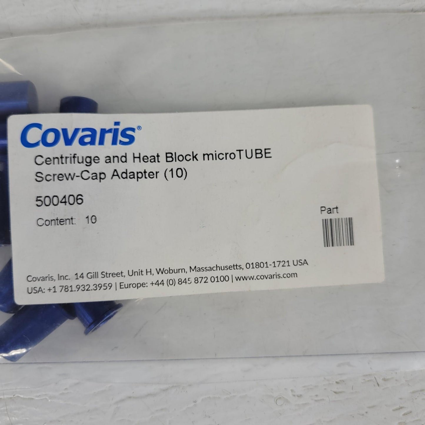 *Lot of 10* Covaris 500406 Centrifuge and Heat Block microTUBE Screw-Cap Adapter