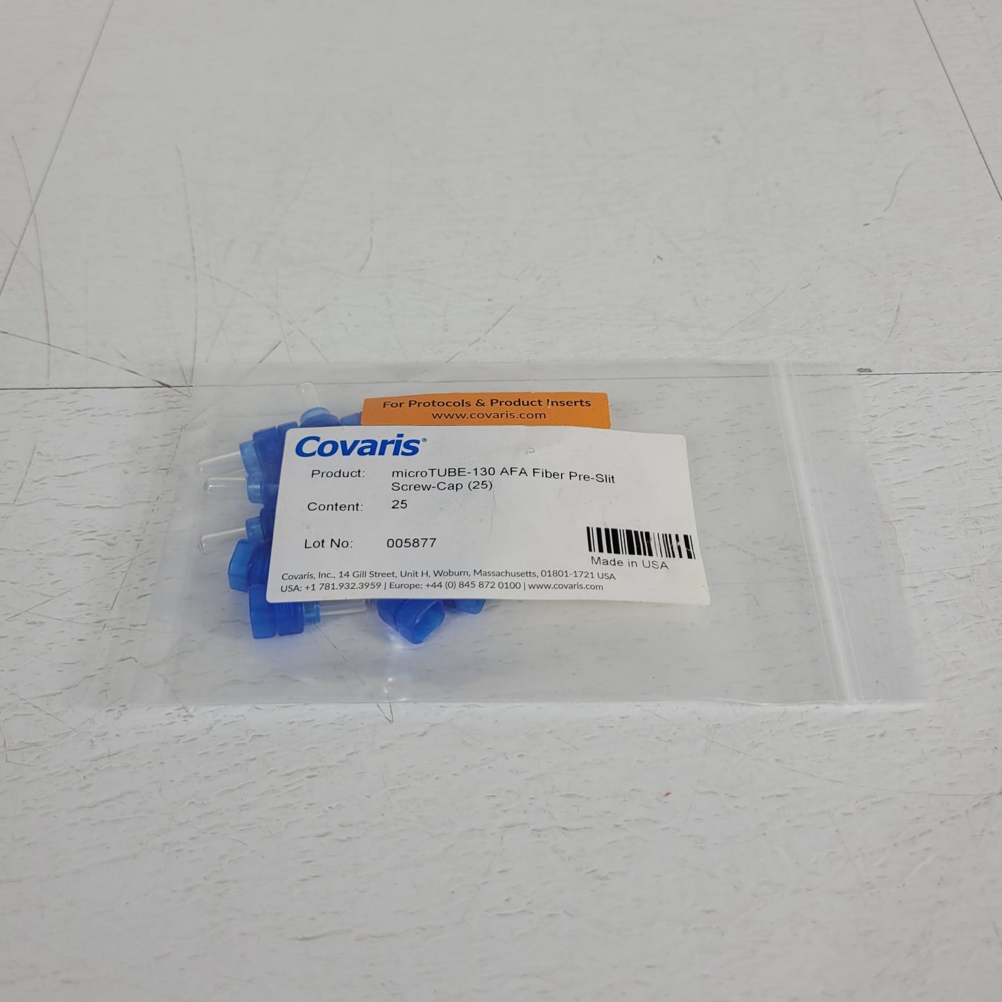 *Lot of 16* Covaris 520216 microTUBE-130 AFA Fiber Pre-Slit Blue Screw-Caps